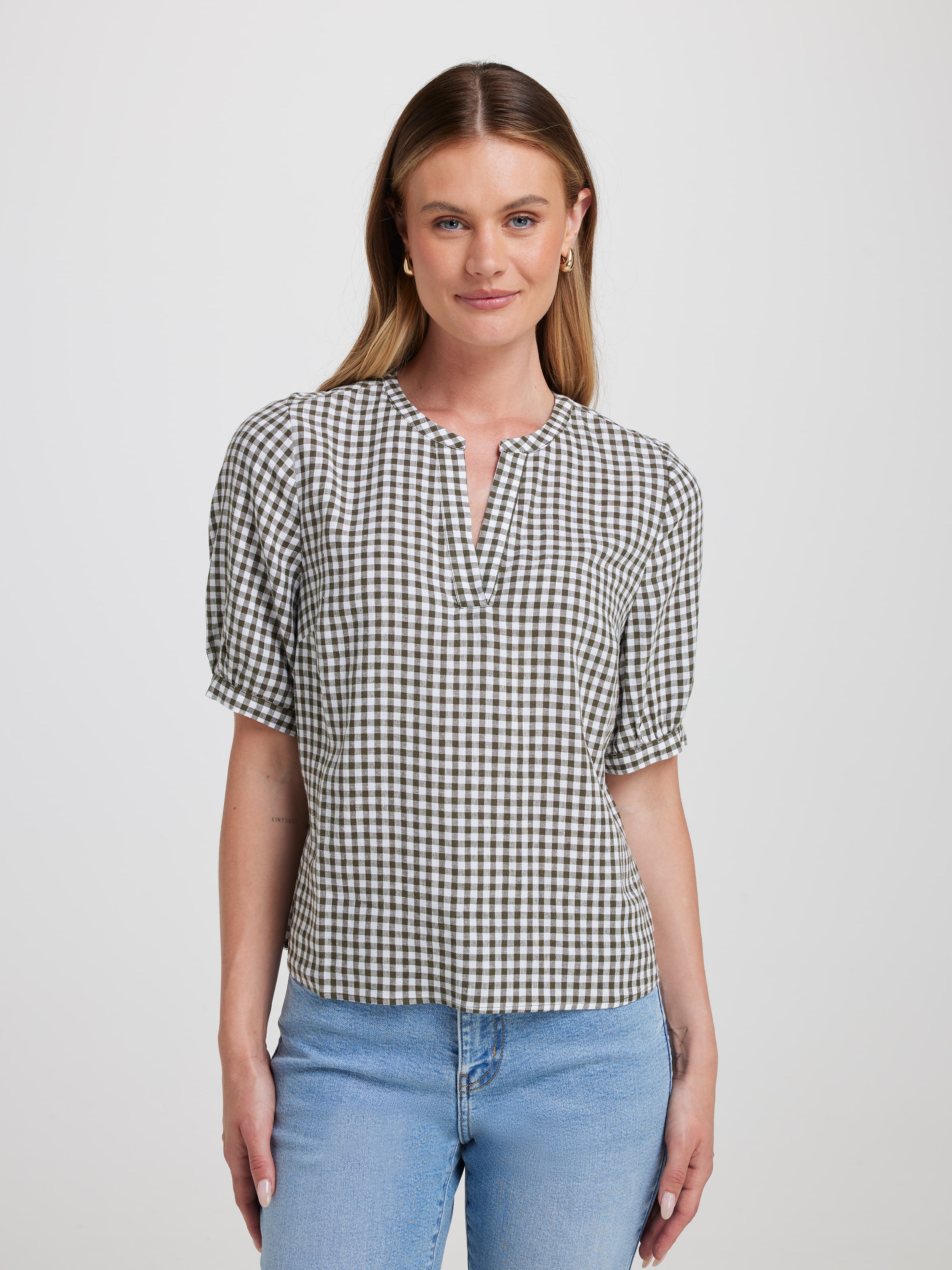 Kyle Short Sleeve Linen Top