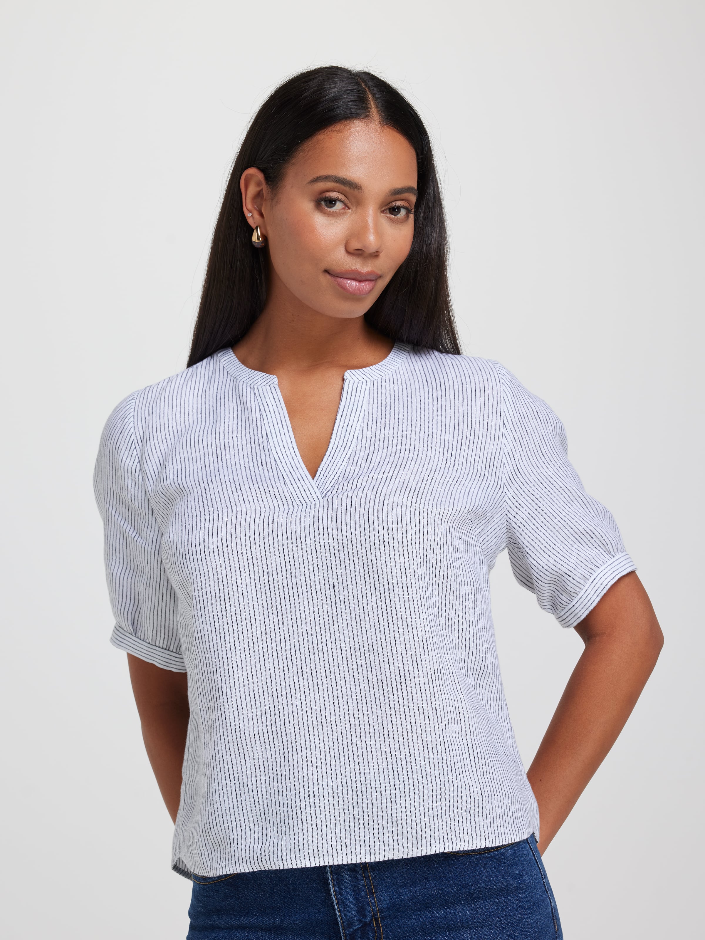 Kyle Short Sleeve Linen Top
