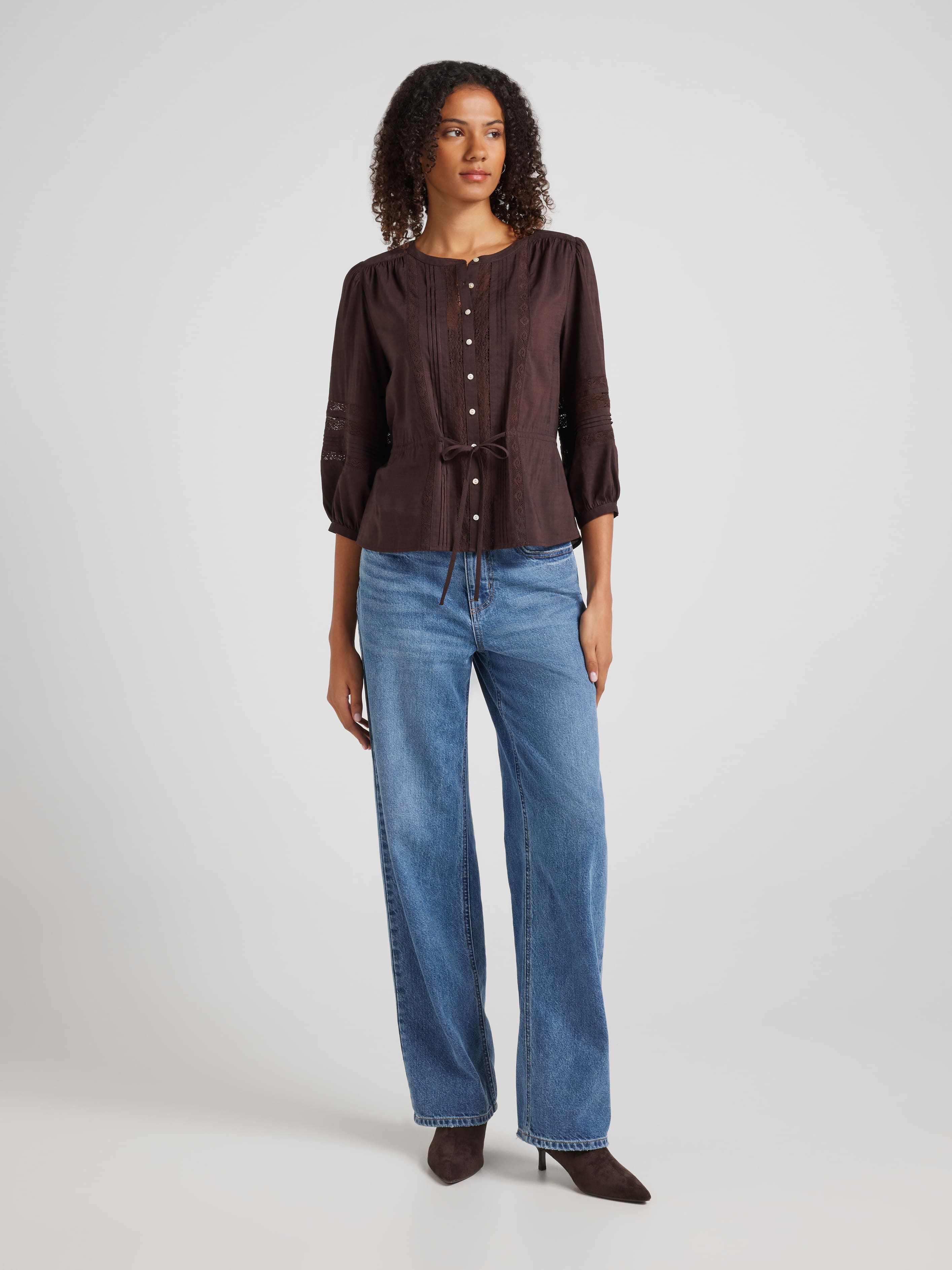 Scout 3/4 Lace Insert Blouse
