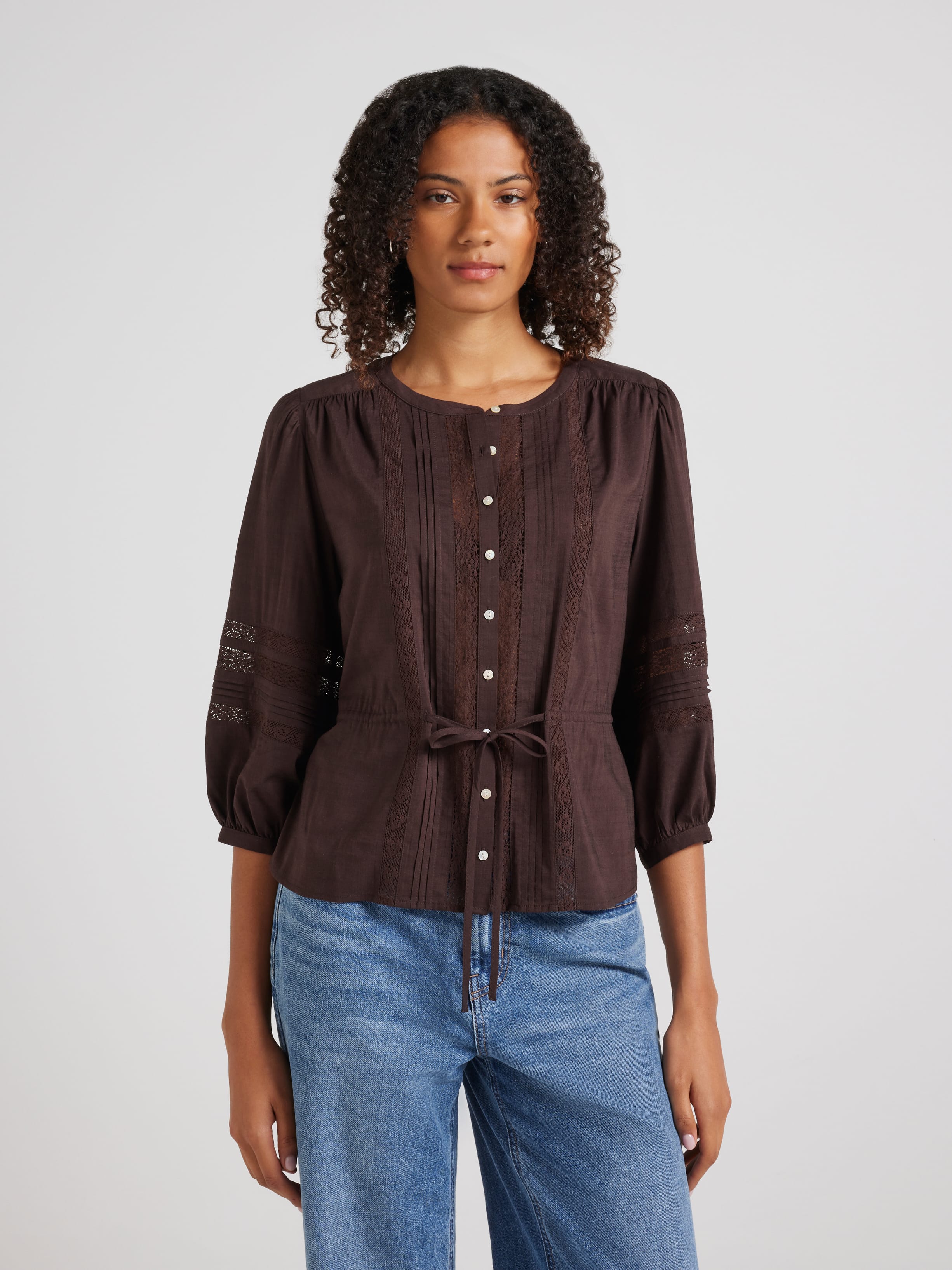 Scout 3/4 Lace Insert Blouse