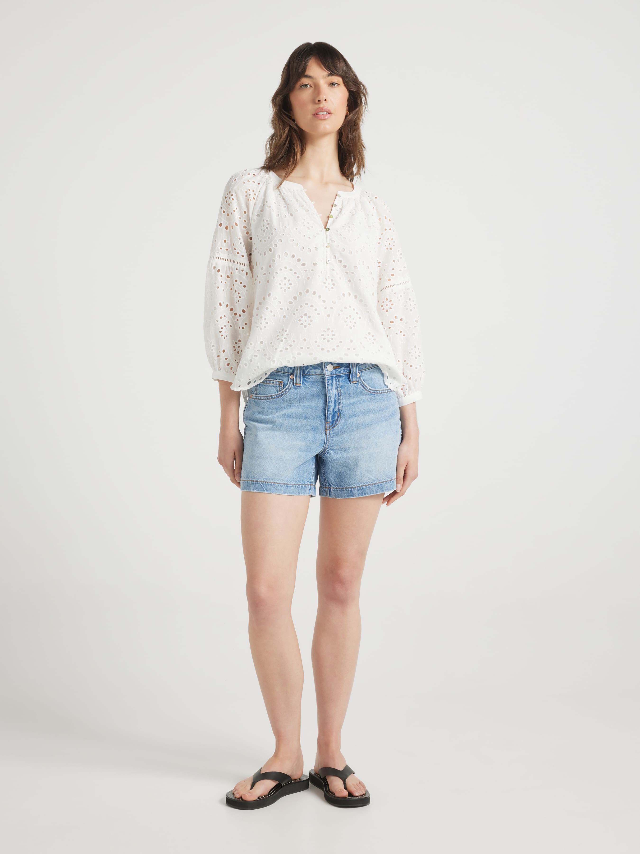 Mia Textured 3/4 Sleeve Blouse