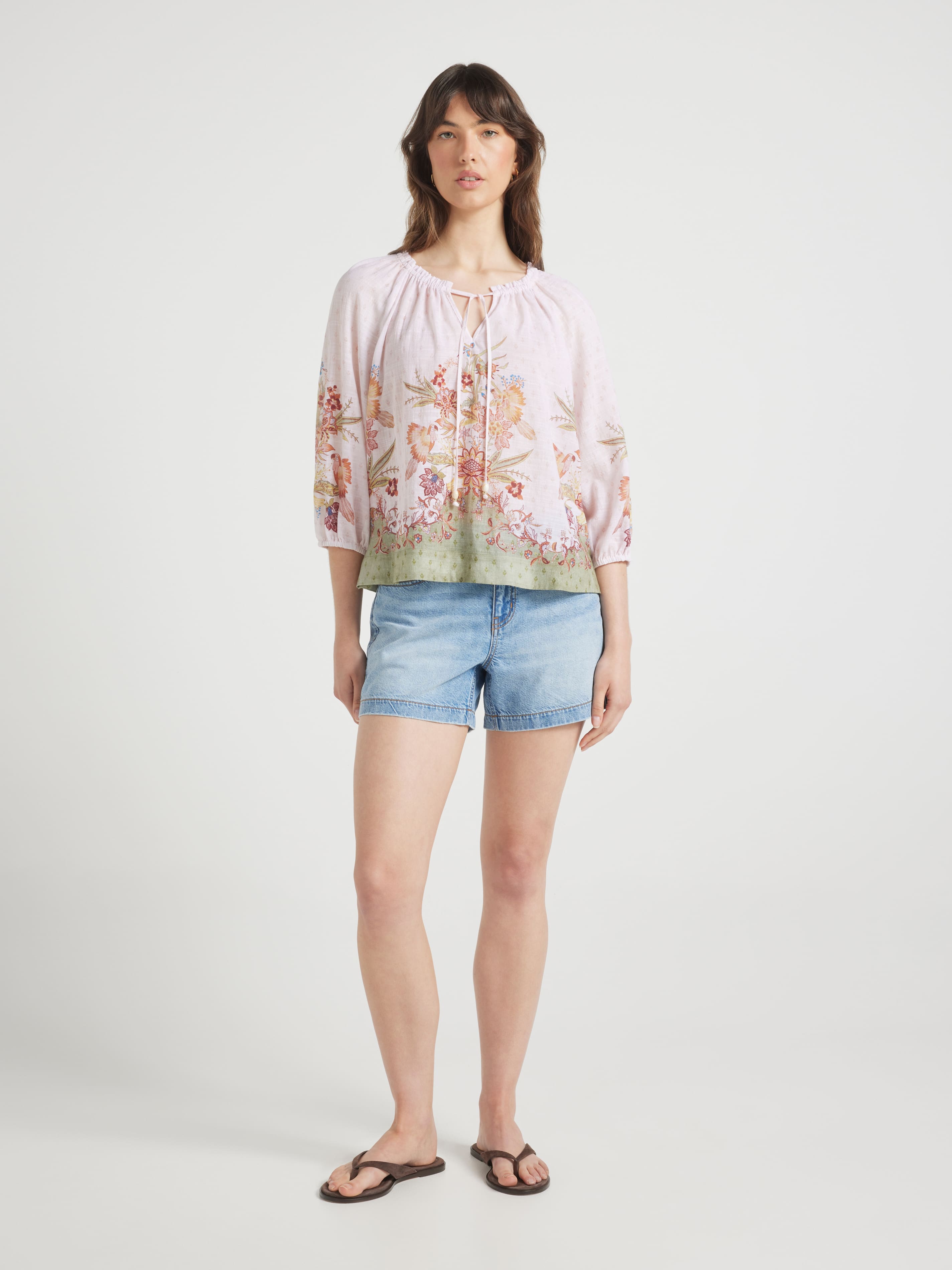 Andy 3/4 Sleeve Tie Front Top