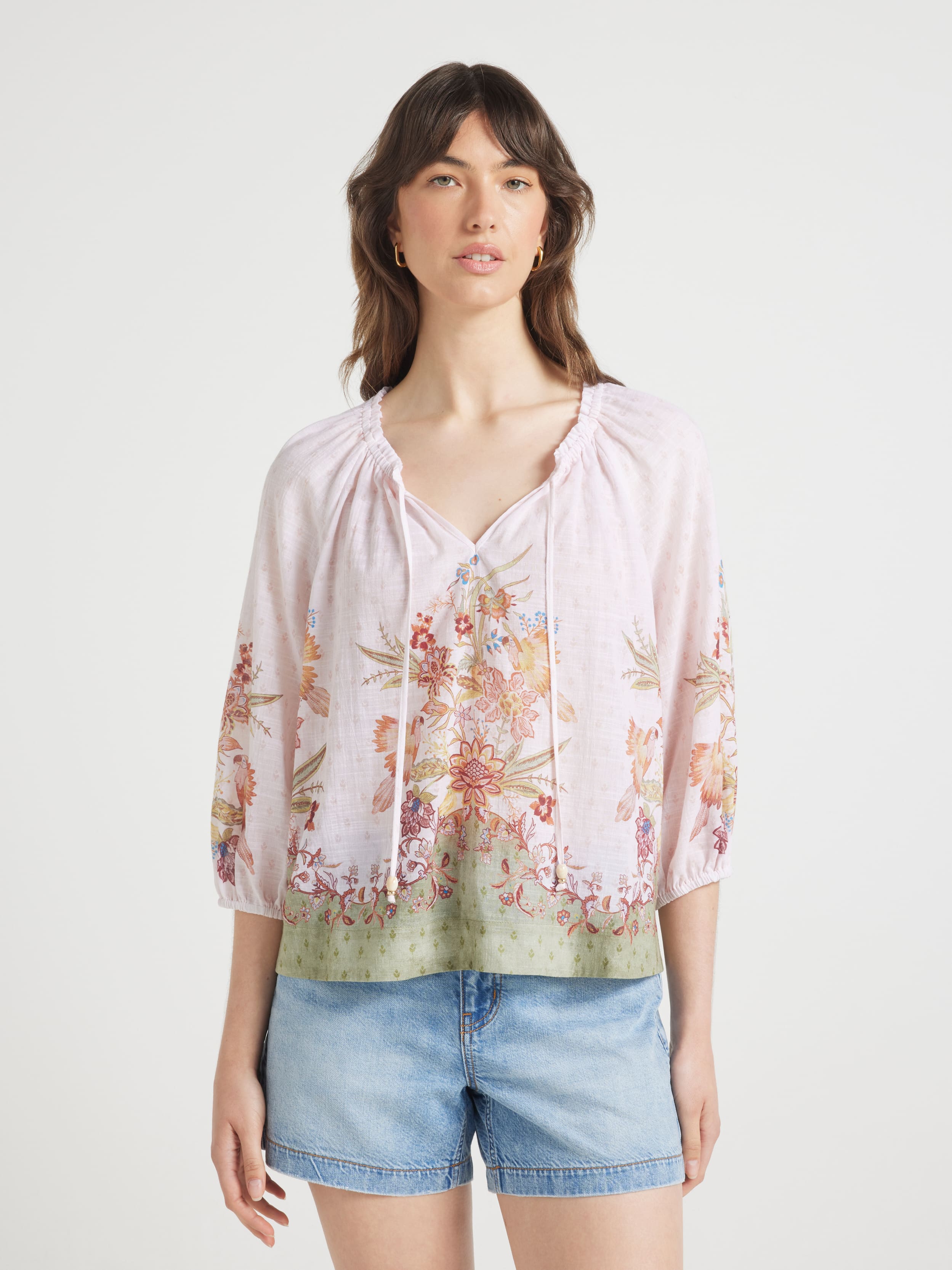 Andy 3/4 Sleeve Tie Front Top