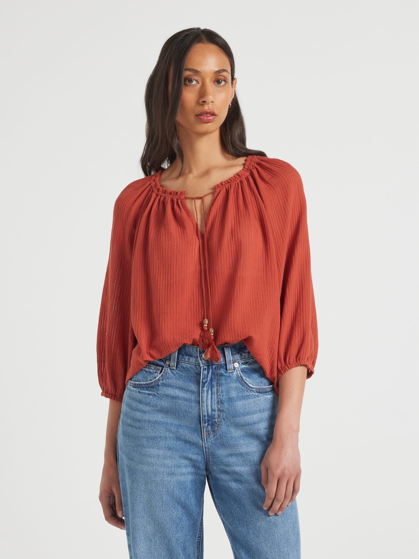 Andy 3/4 Sleeve Tie Front Top