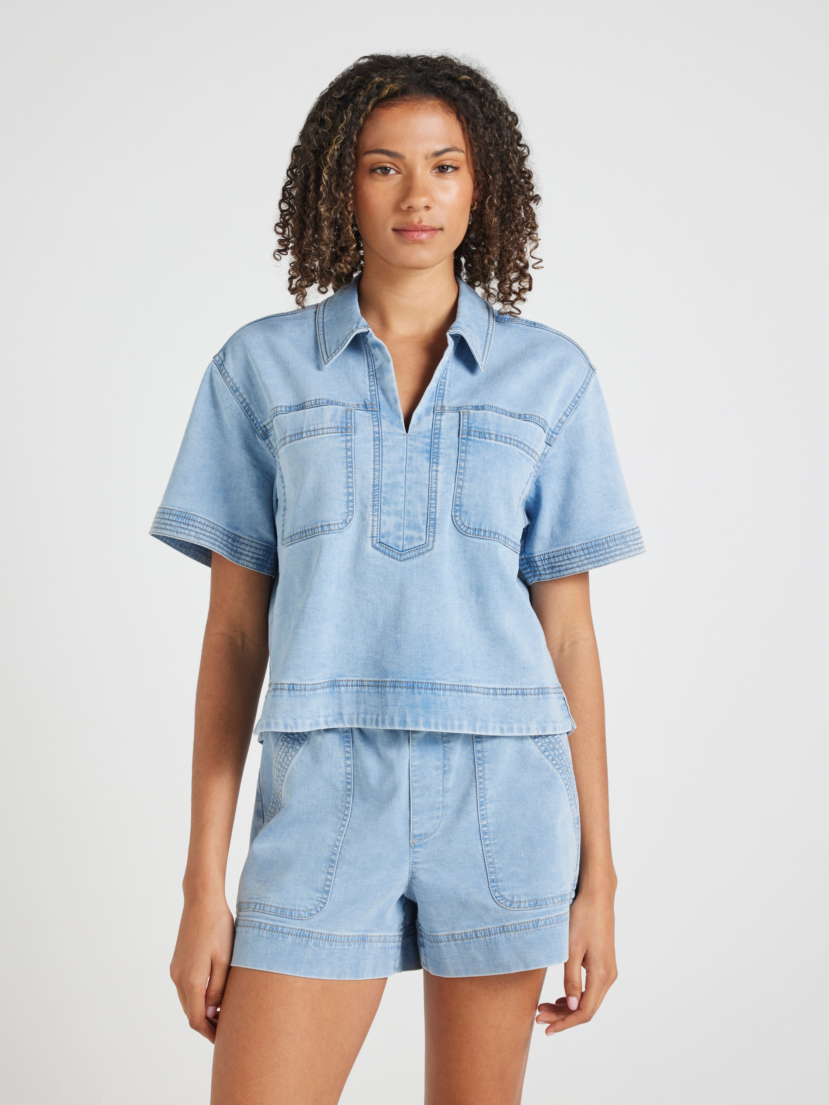 Bailey Short Sleeve Amaze Denim Top