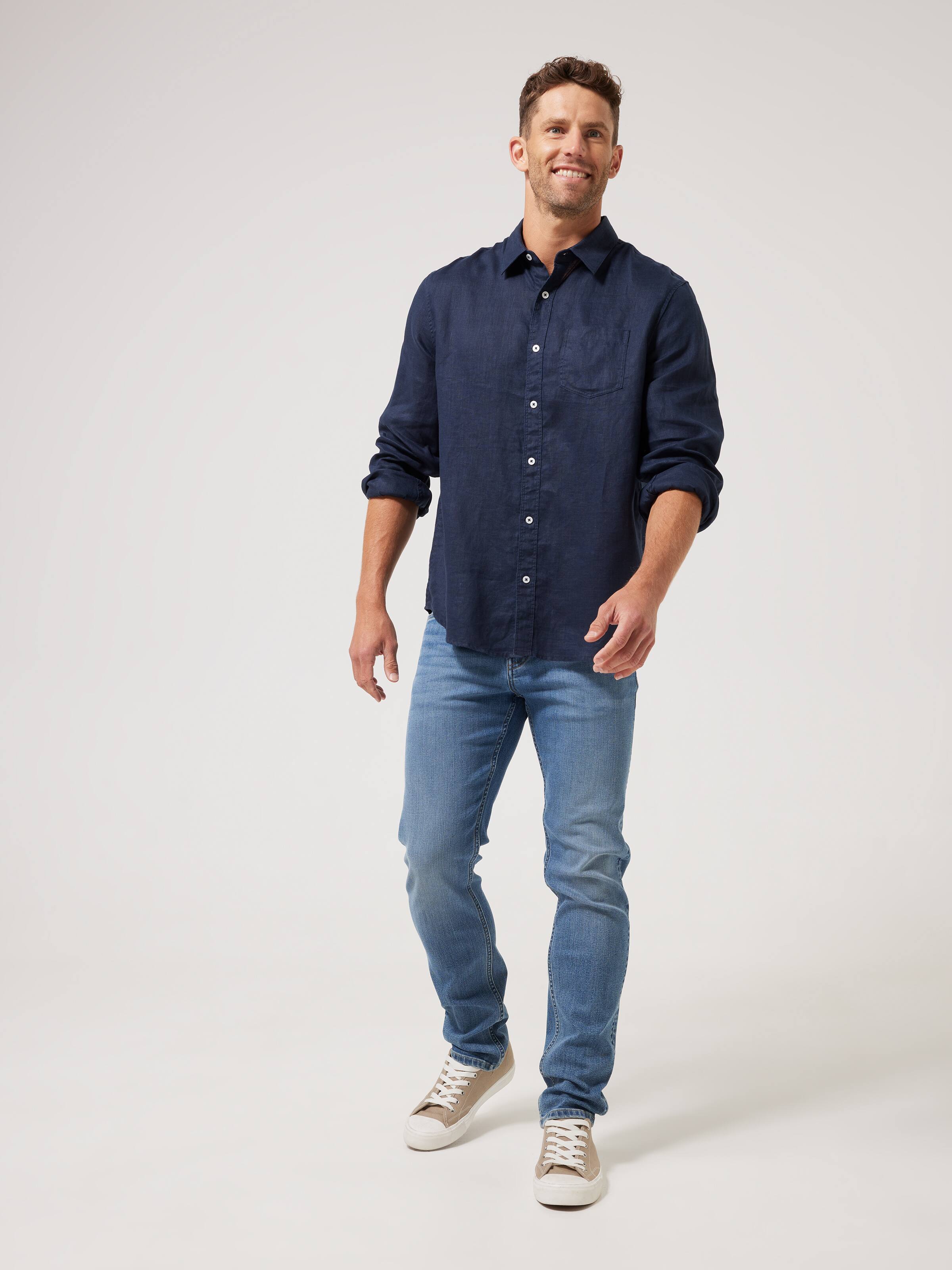 Long Sleeve Linen Plain Shirt