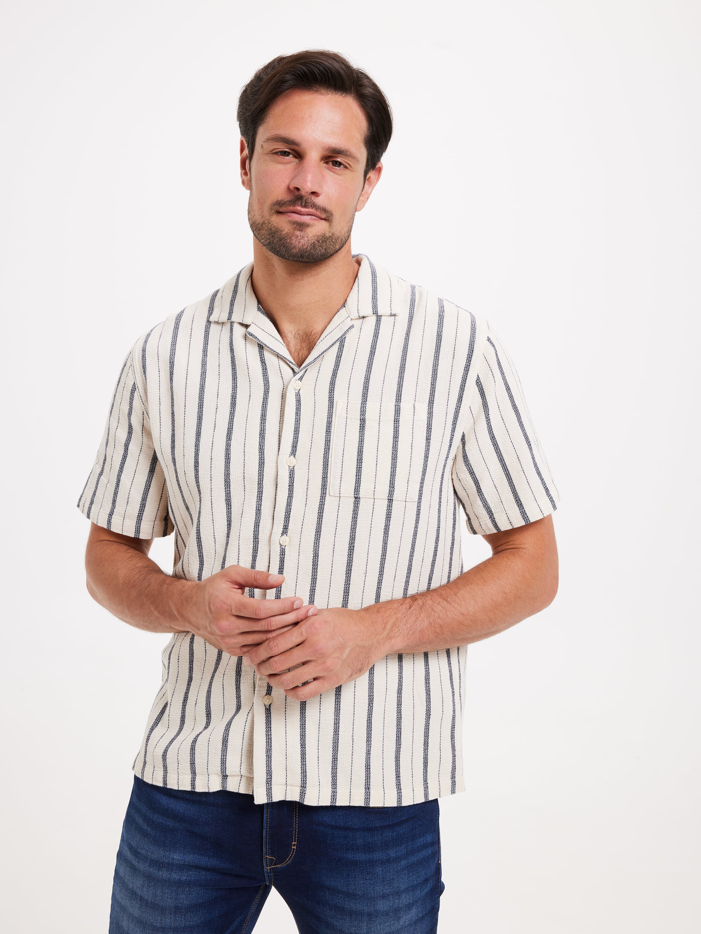 Textured Revere Stripe Shirt
