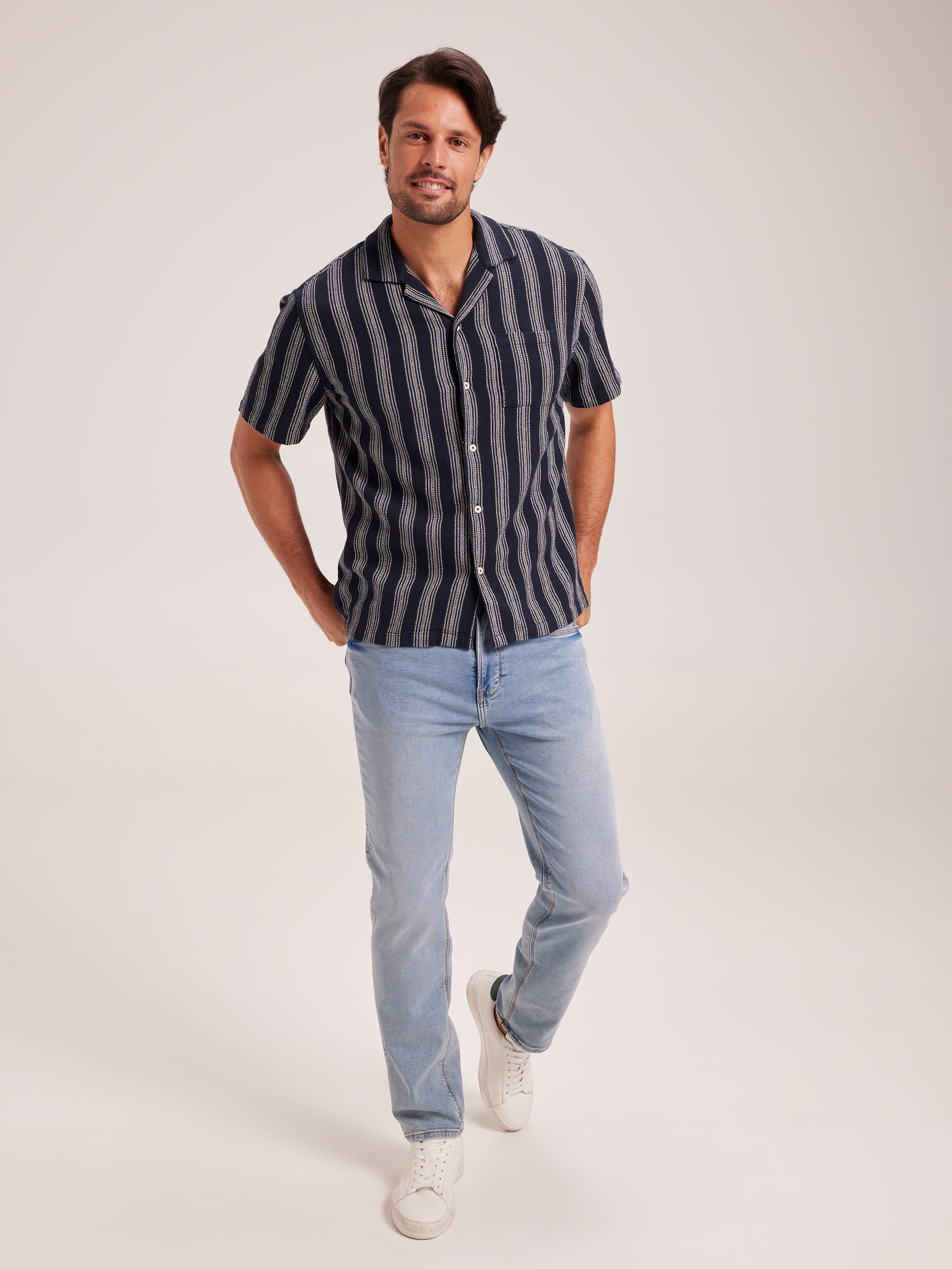 Textured Revere Stripe Shirt