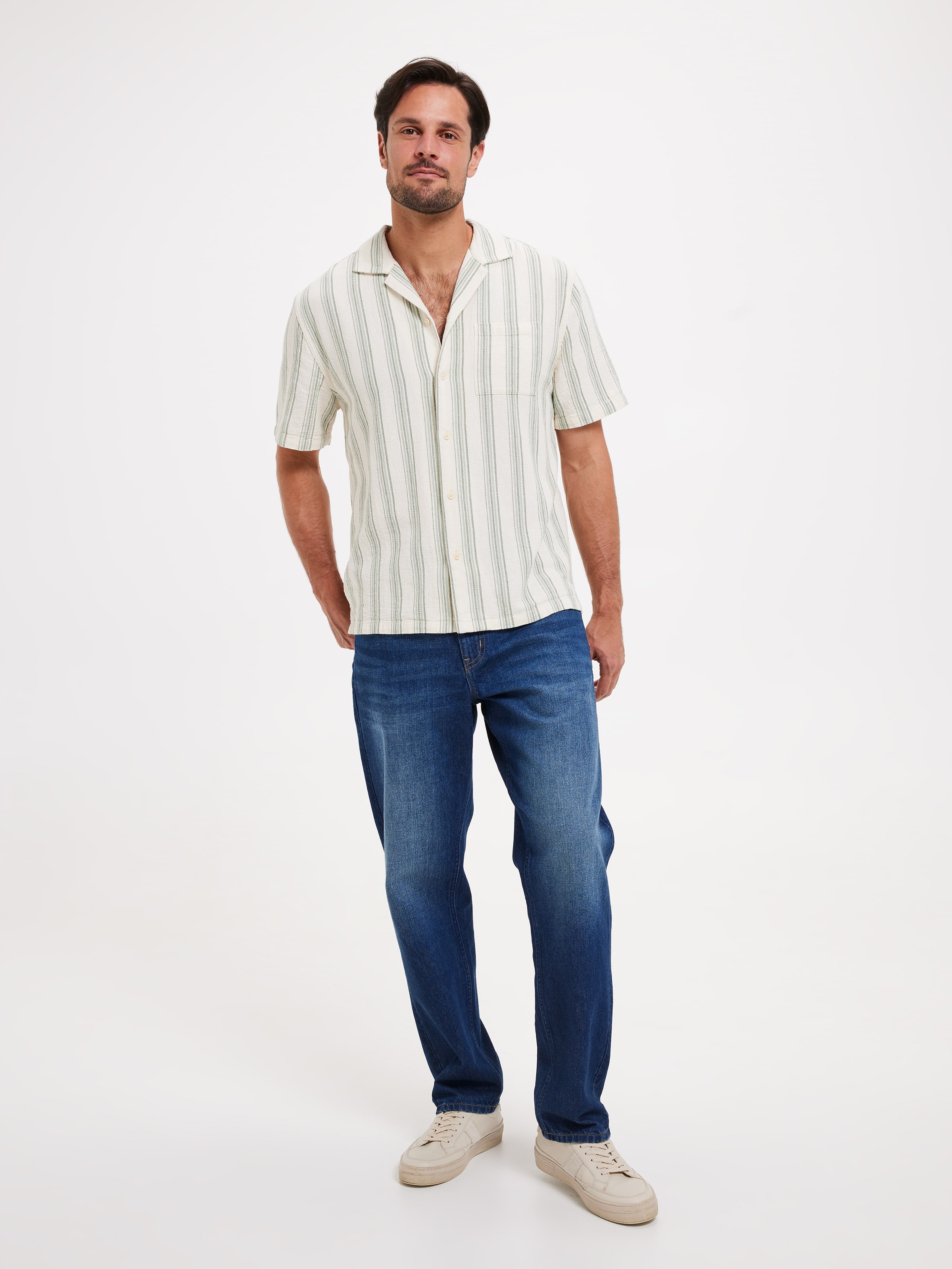 Textured Stripe Revere Shirt