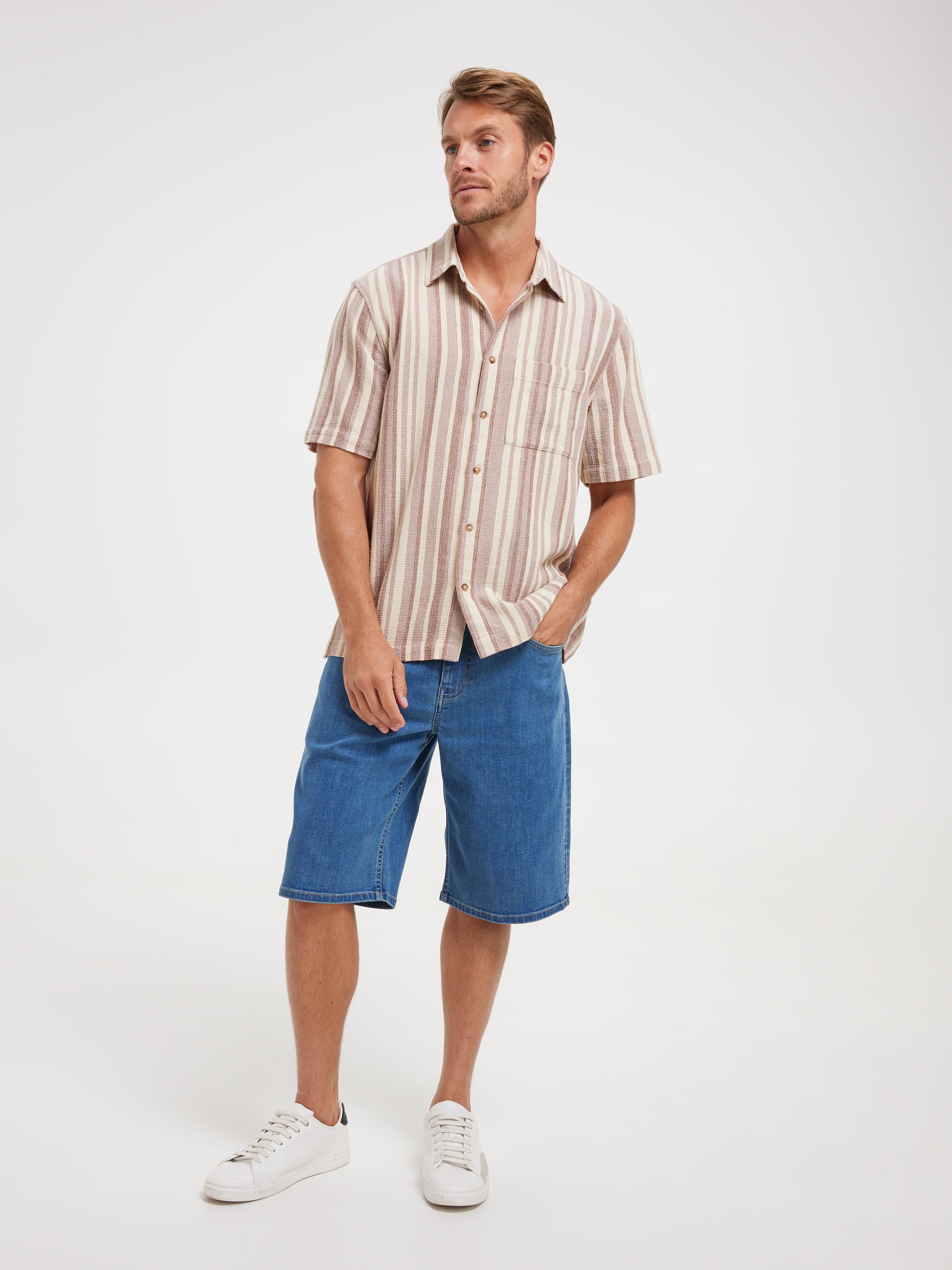 Short Sleeve Textured Stripe Shirt