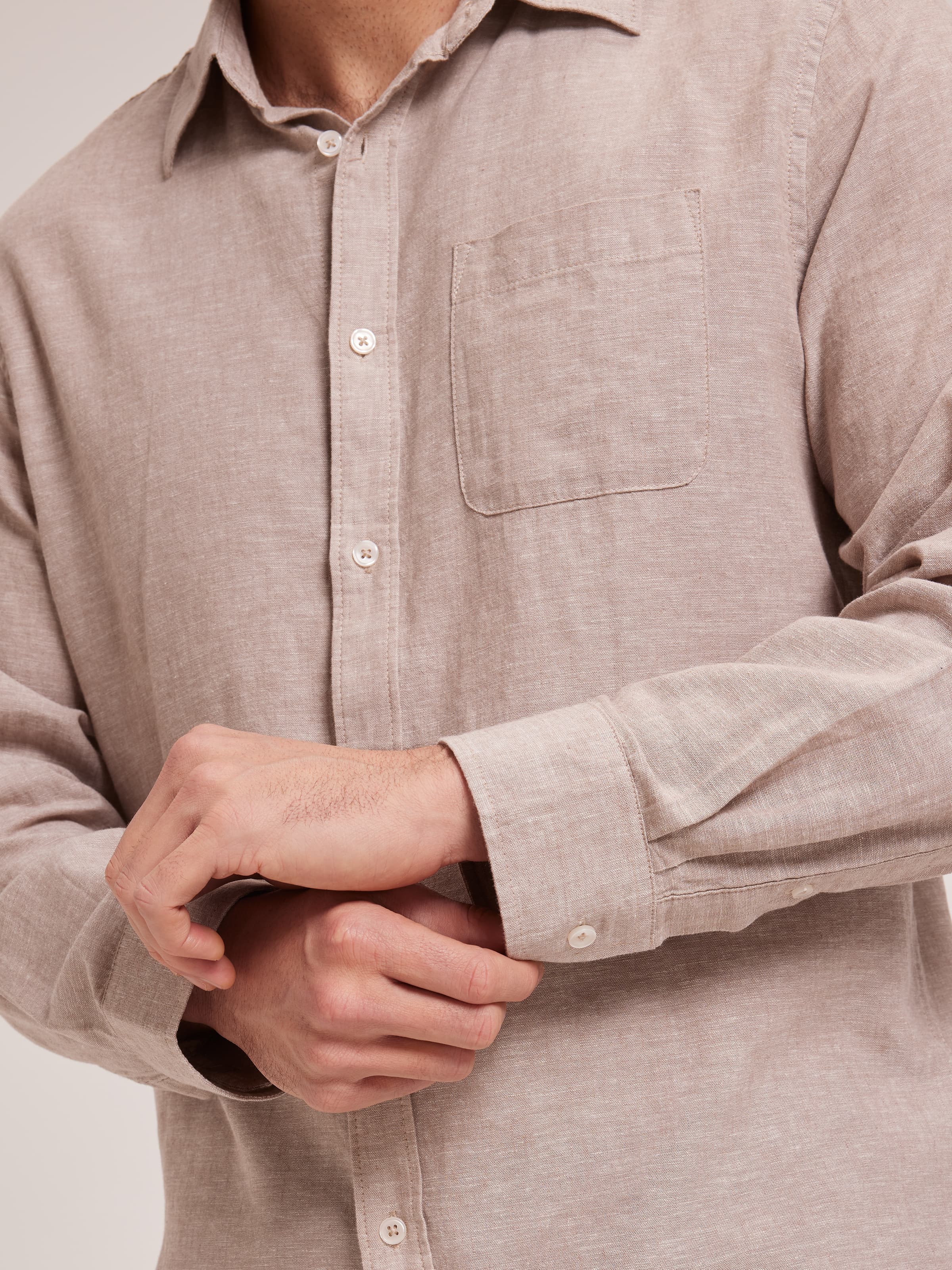 Long Sleeve Linen Blend Shirt