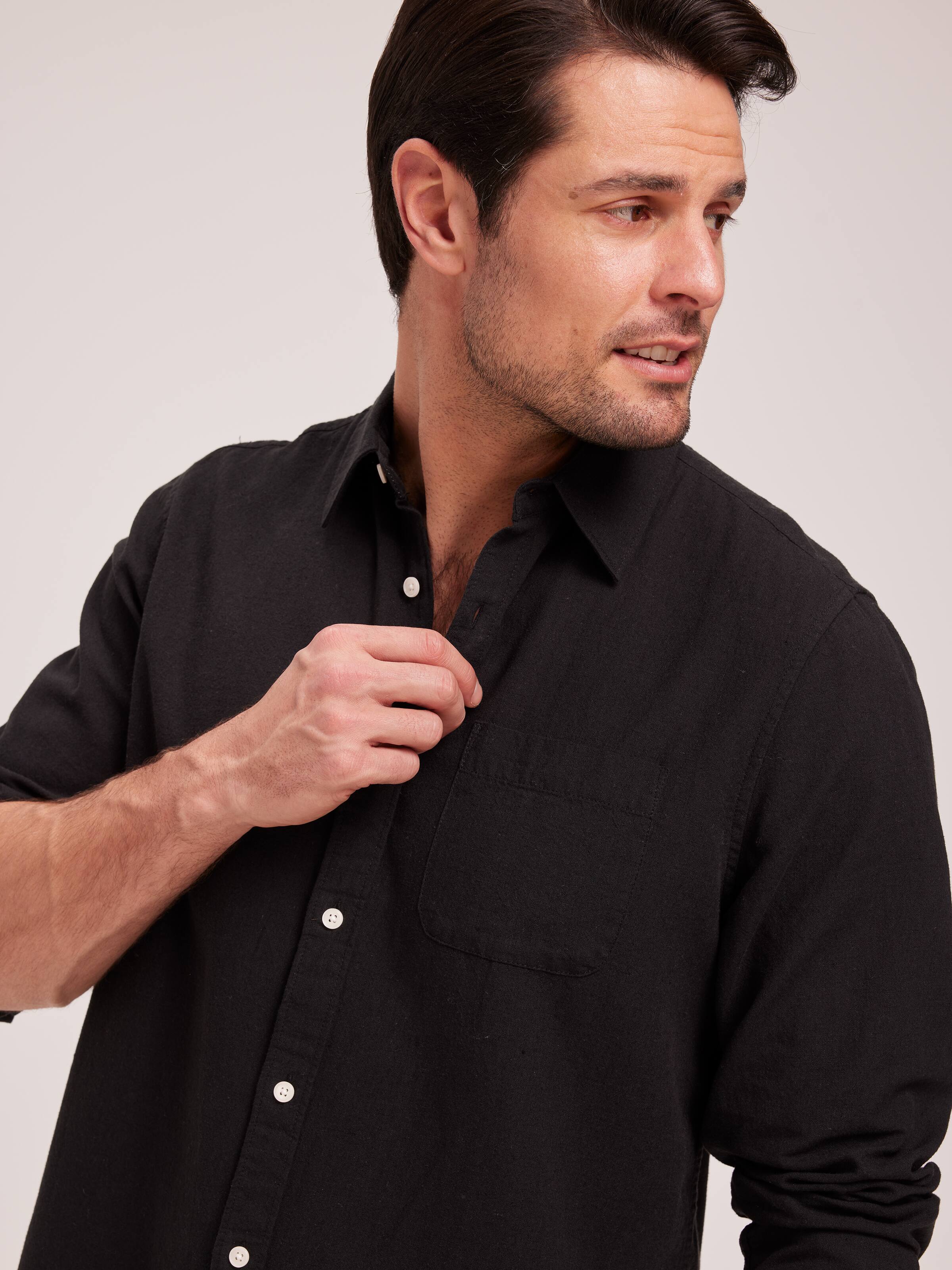 Long Sleeve Linen Blend Plain Shirt