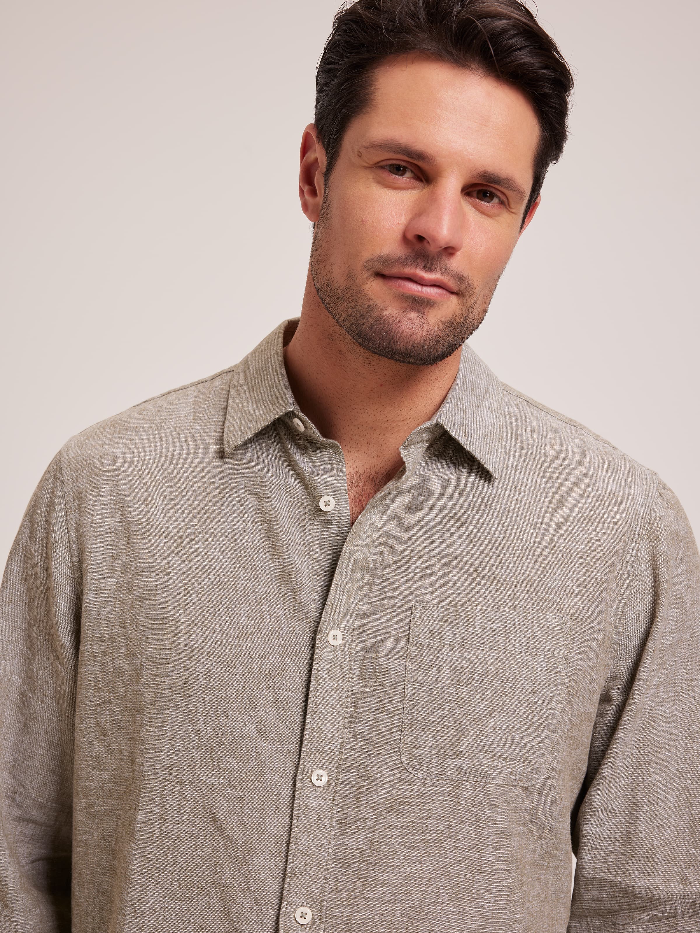 Long Sleeve Linen Blend Shirt