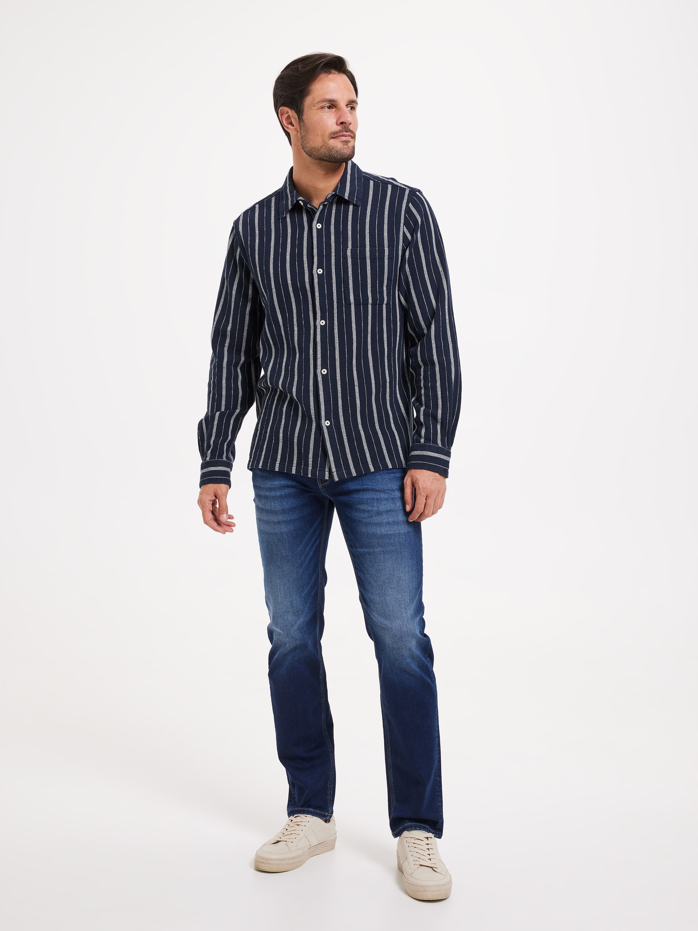 Long Sleeve Textured Stripe Shirt