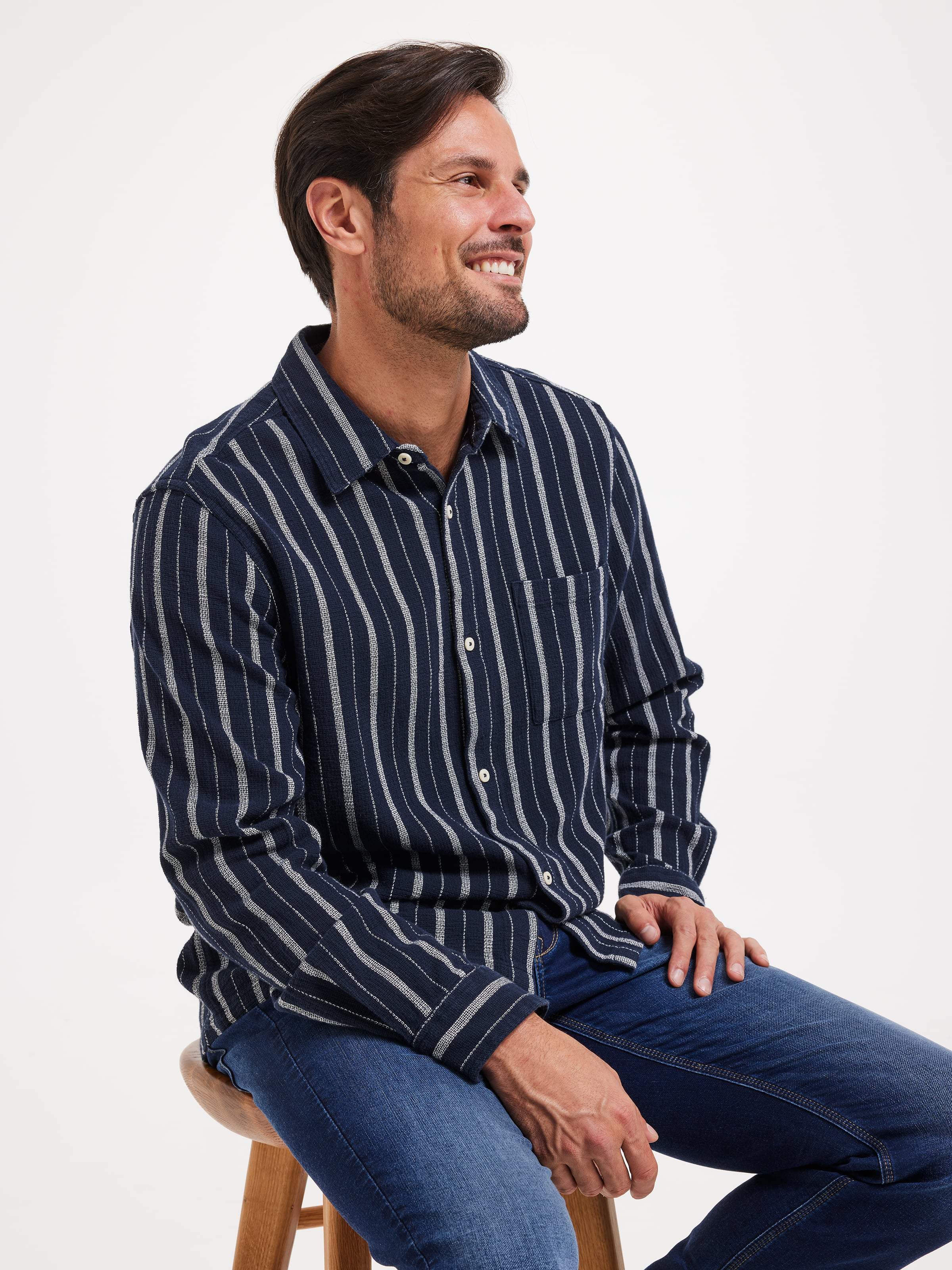 Long Sleeve Textured Stripe Shirt