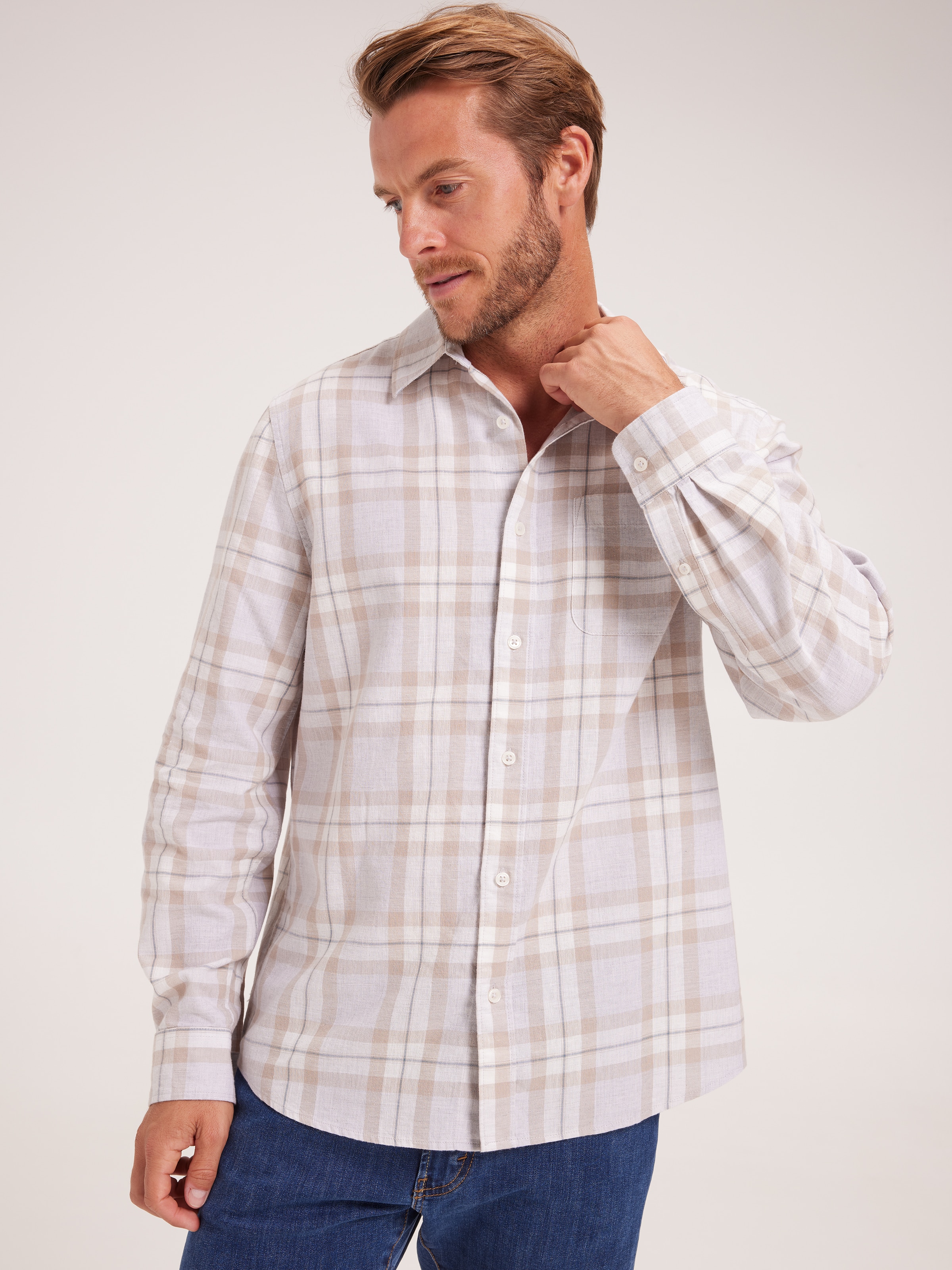 Linen Blend Check Shirt