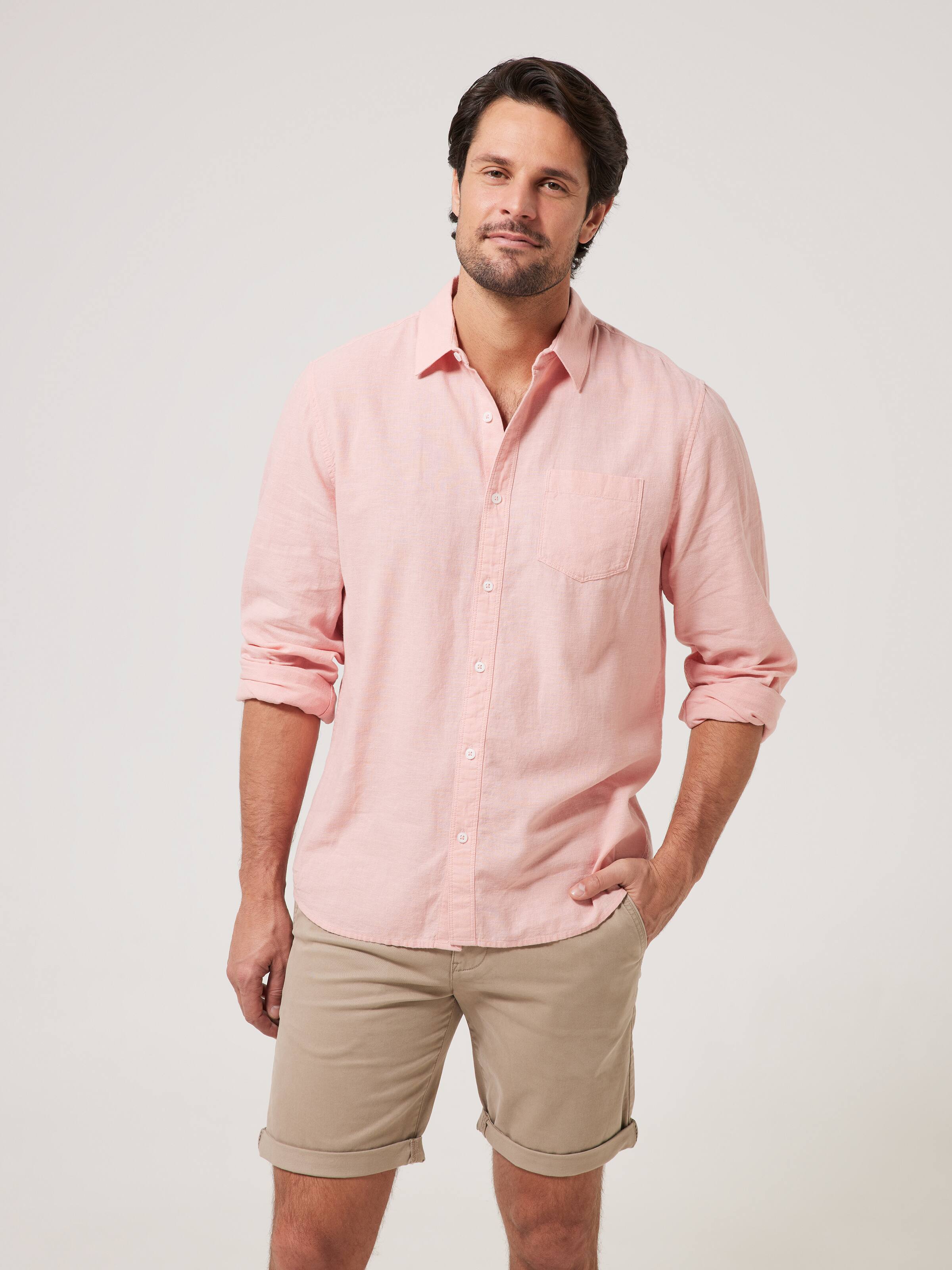 Long Sleeve Linen Blend Vintage Plain Shirt