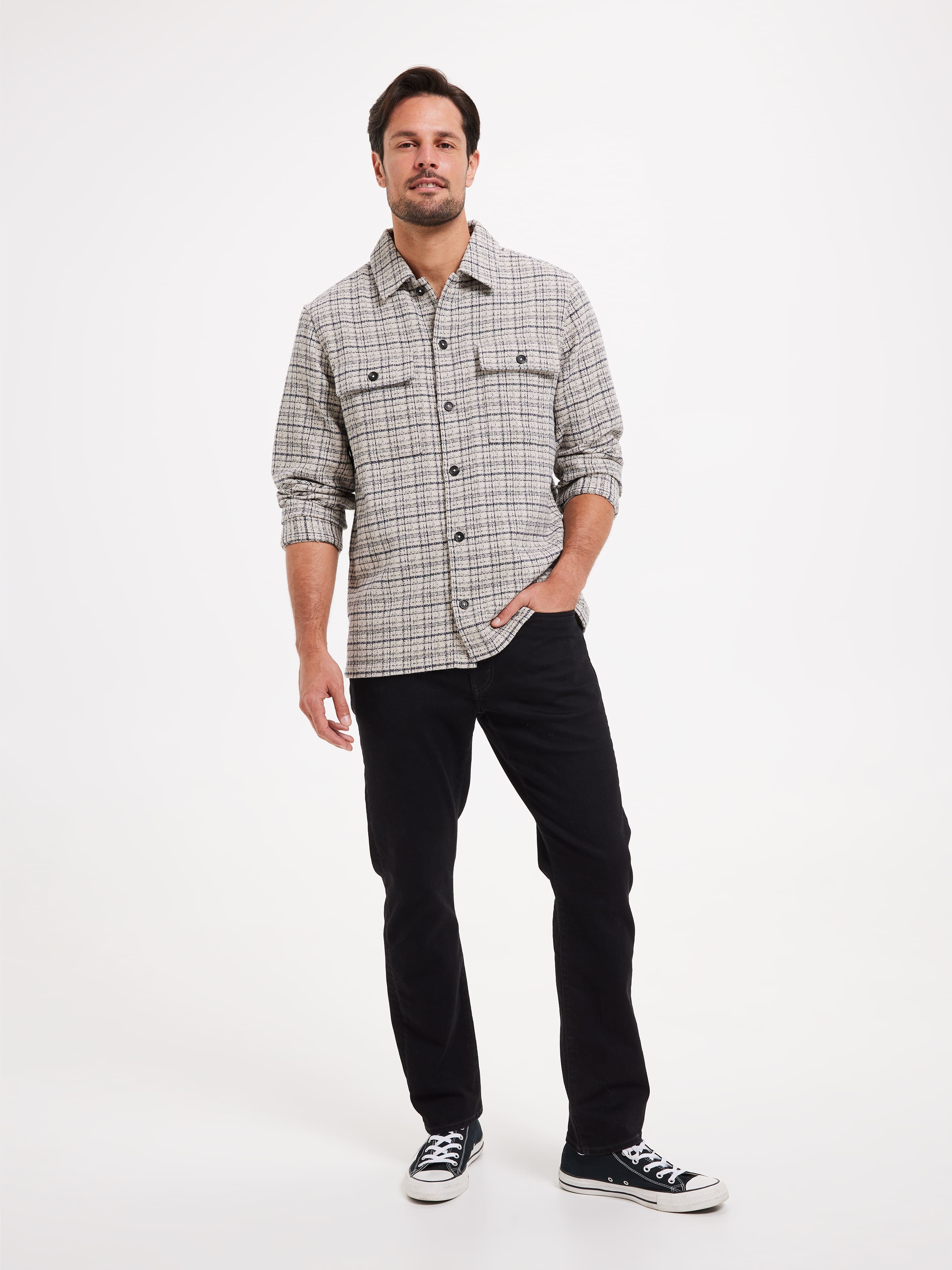 Textured Check Overshirt