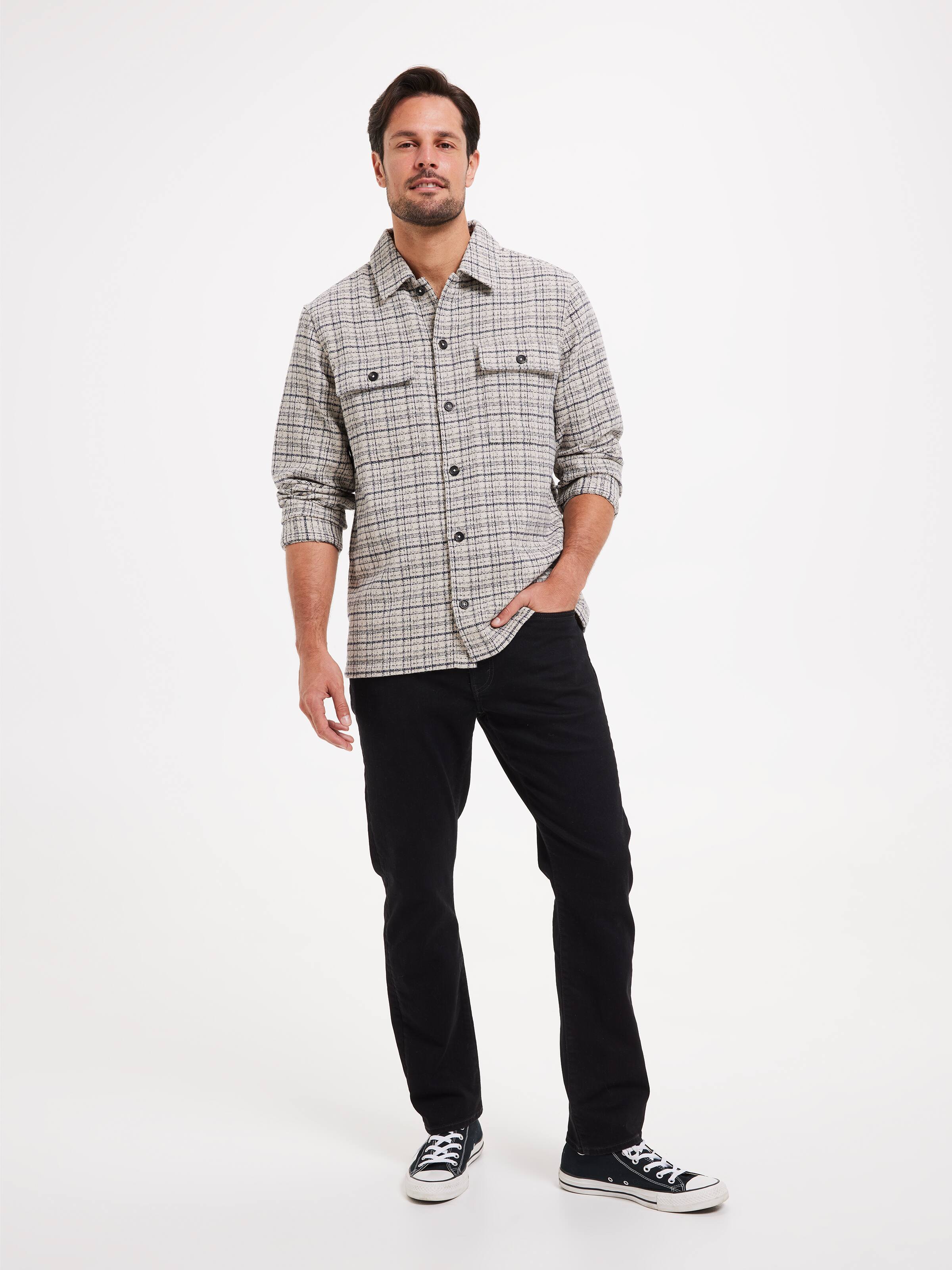 Textured Check Overshirt