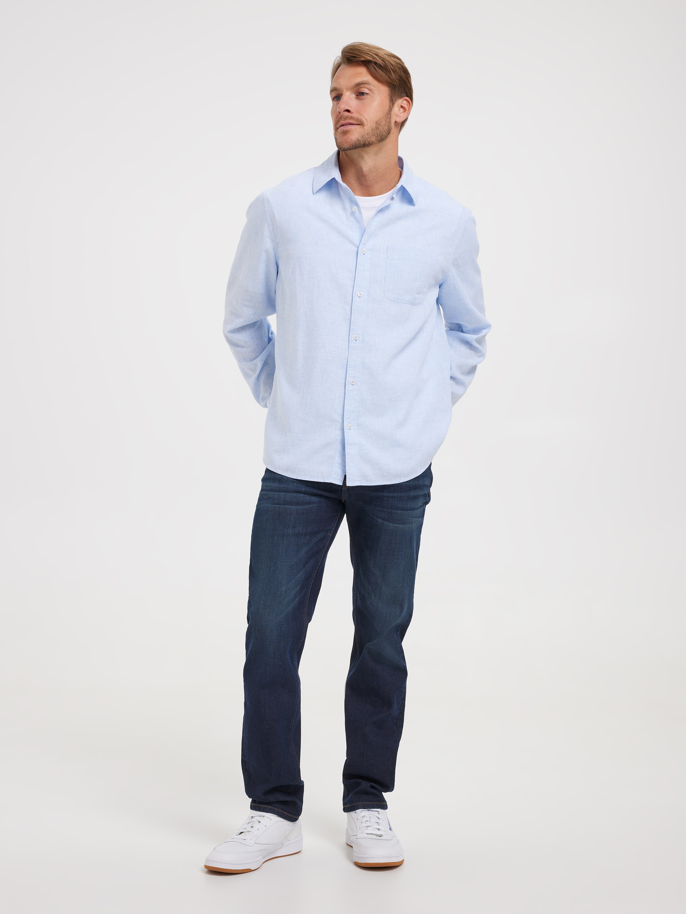Long Sleeve Linen Blend Shirt