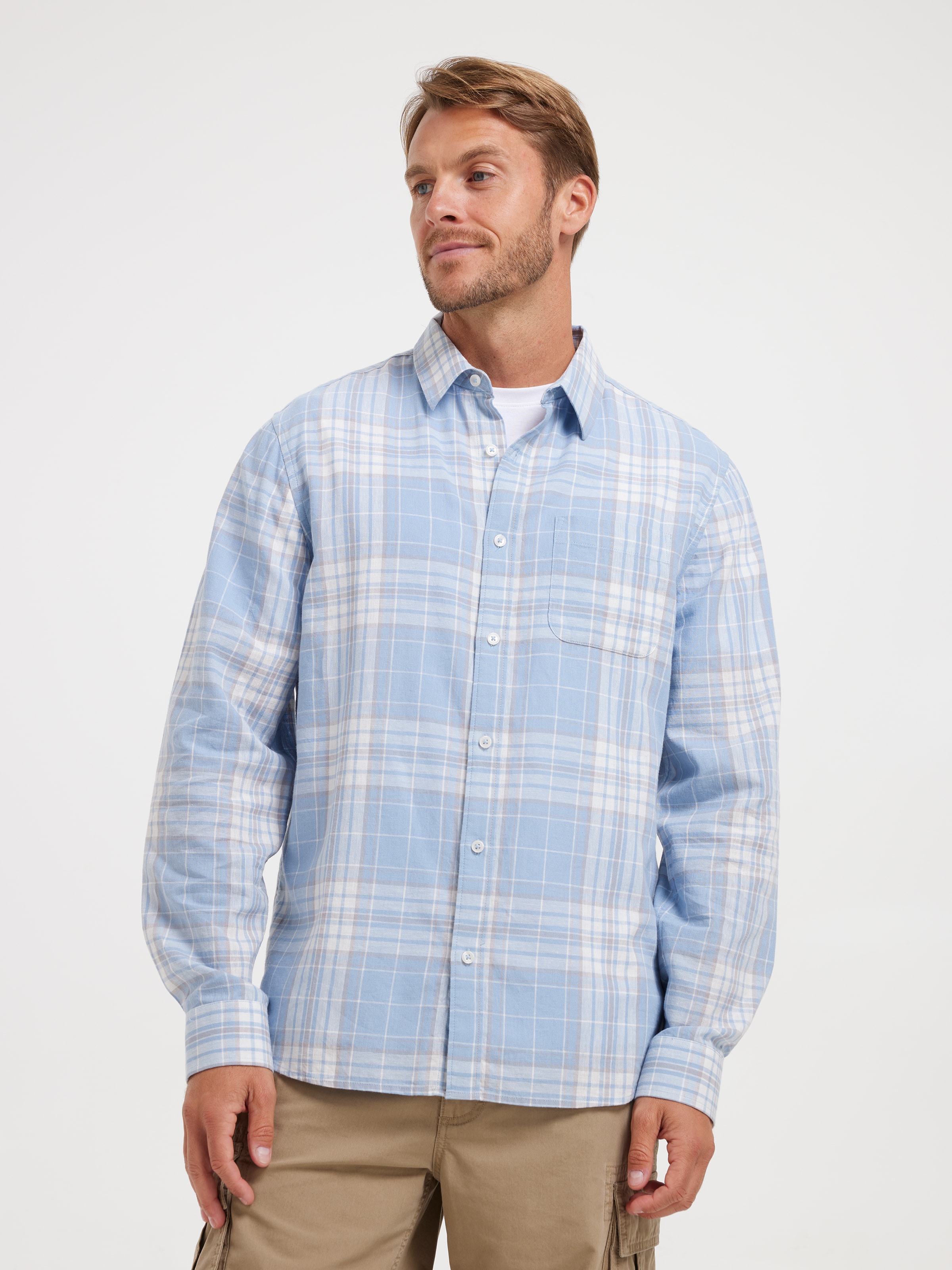 Long Sleeve Linen Blend Shirt