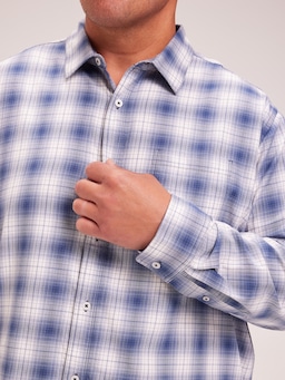 Extended Long Sleeve Twill Check Shirt