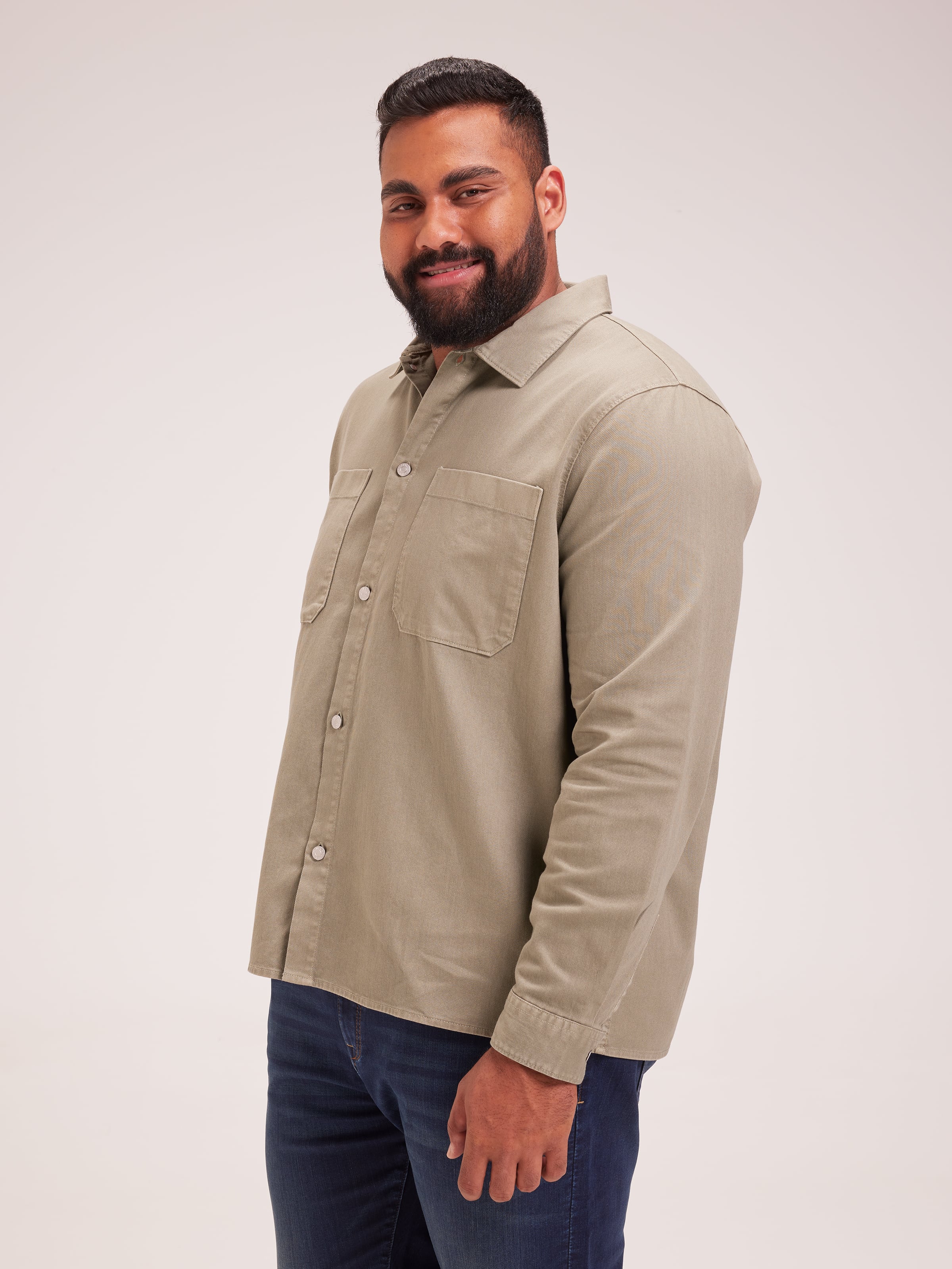 Extended Long Sleeve Denim Overshirt
