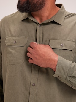 Extended Long Sleeve Linen Blend Overshirt