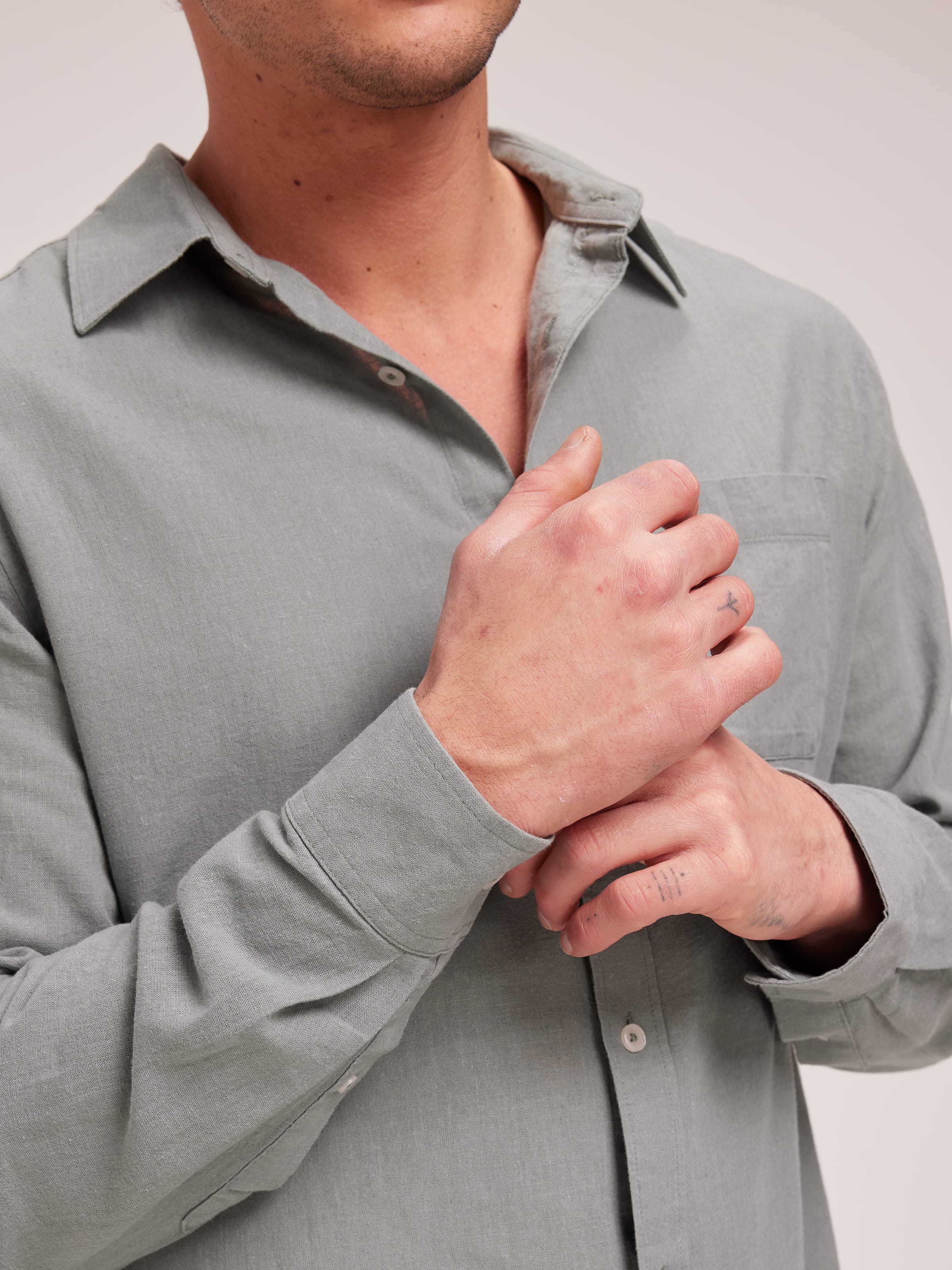Linen Blend Plain Shirt