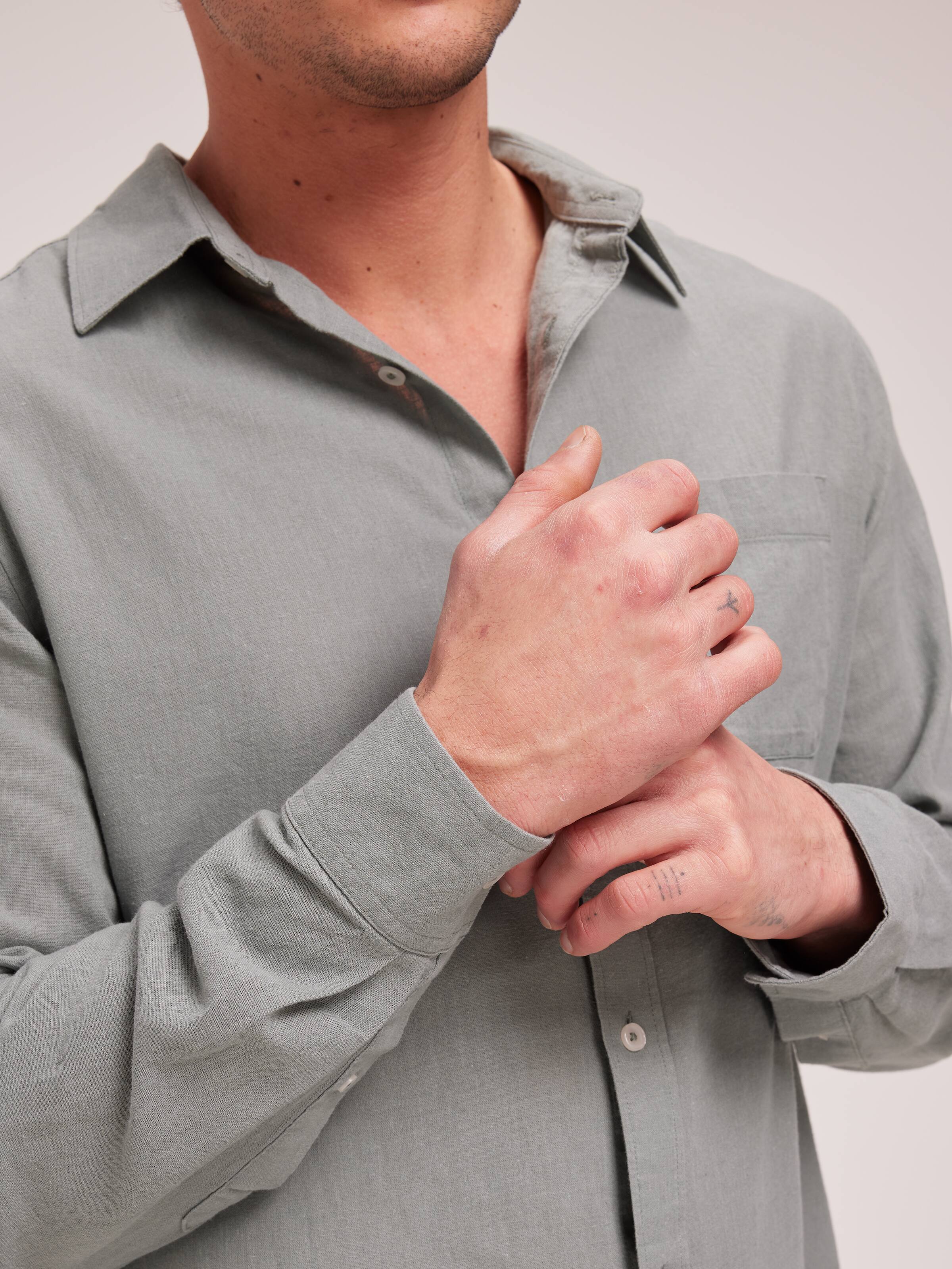 Linen Blend Plain Shirt