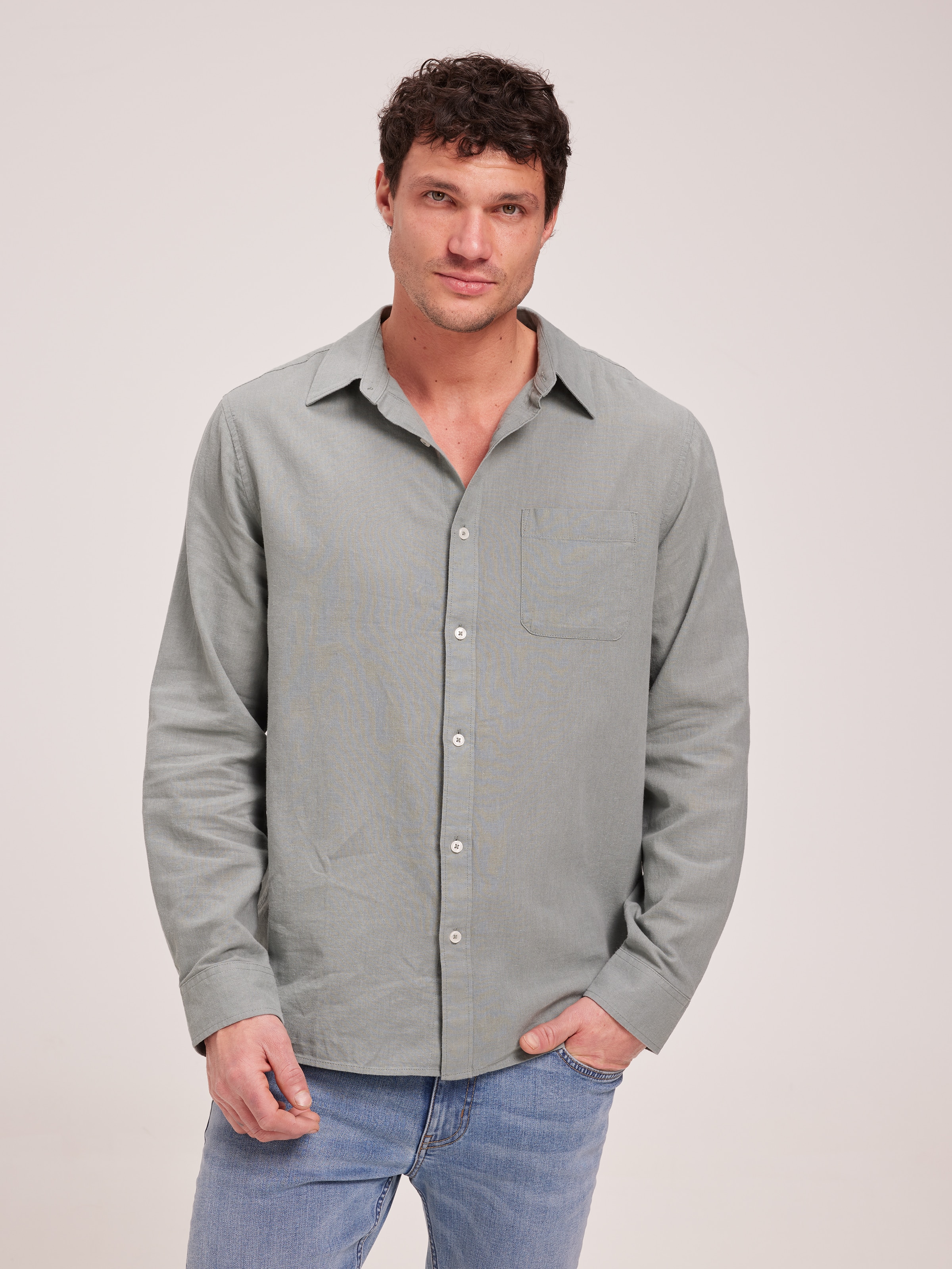 Linen Blend Plain Shirt
