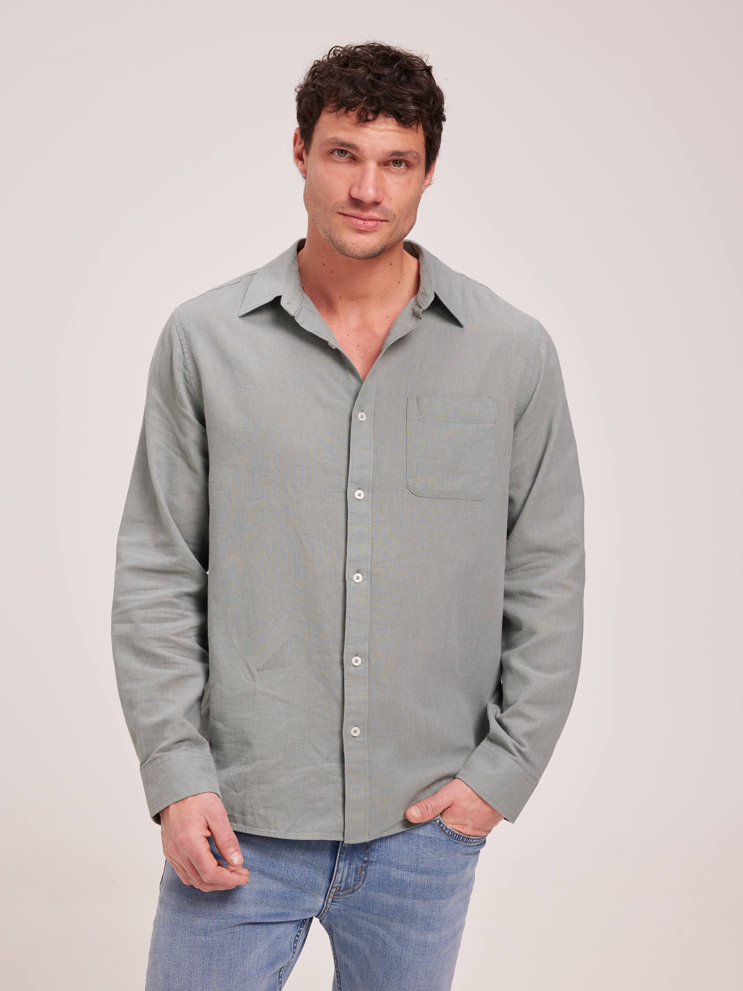 Linen Blend Plain Shirt