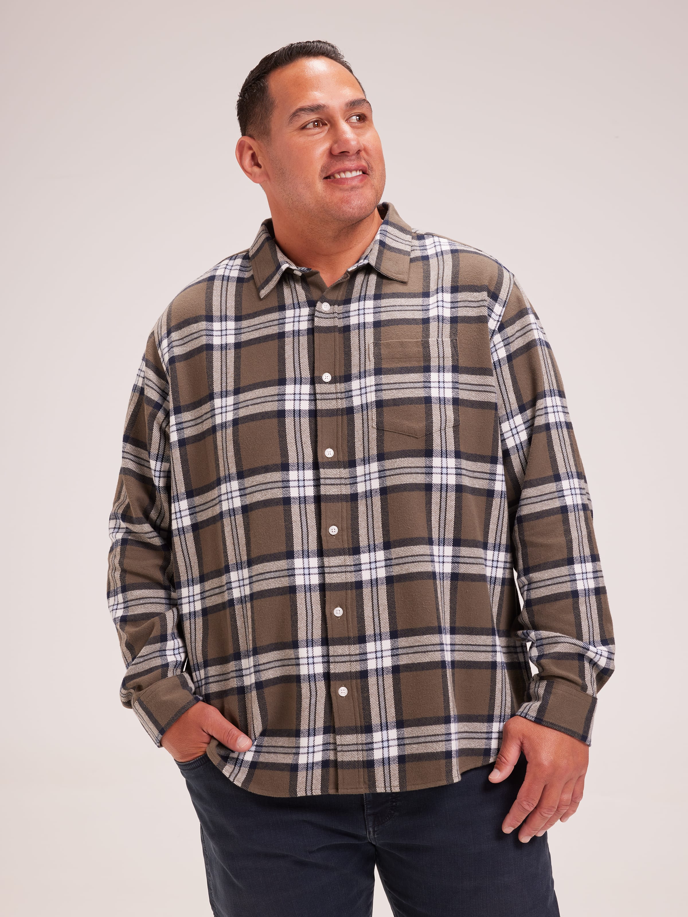 Extended Long Sleeve Flannel Check Shirt