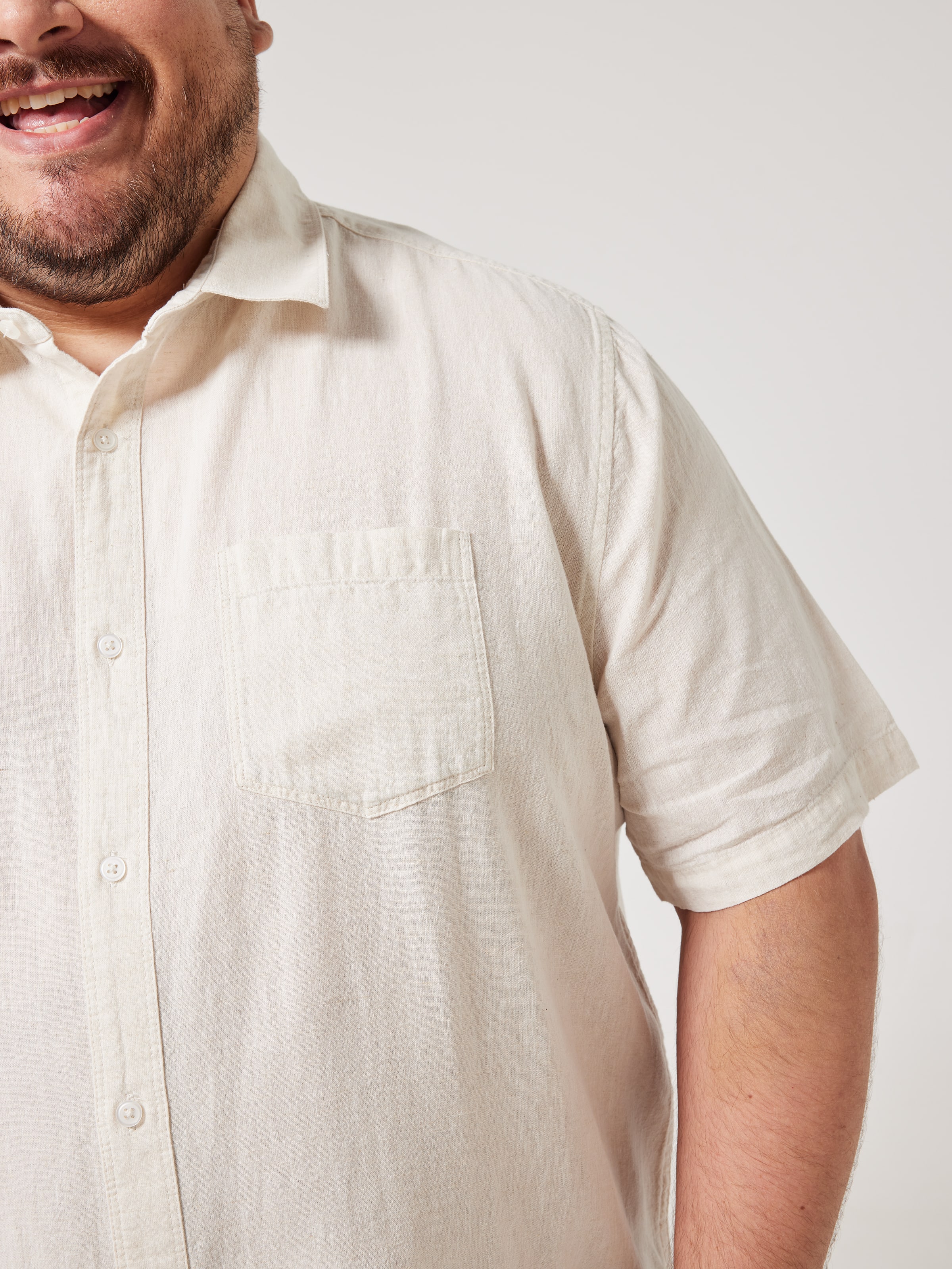 Extended Linen Blend Plain Shirt
