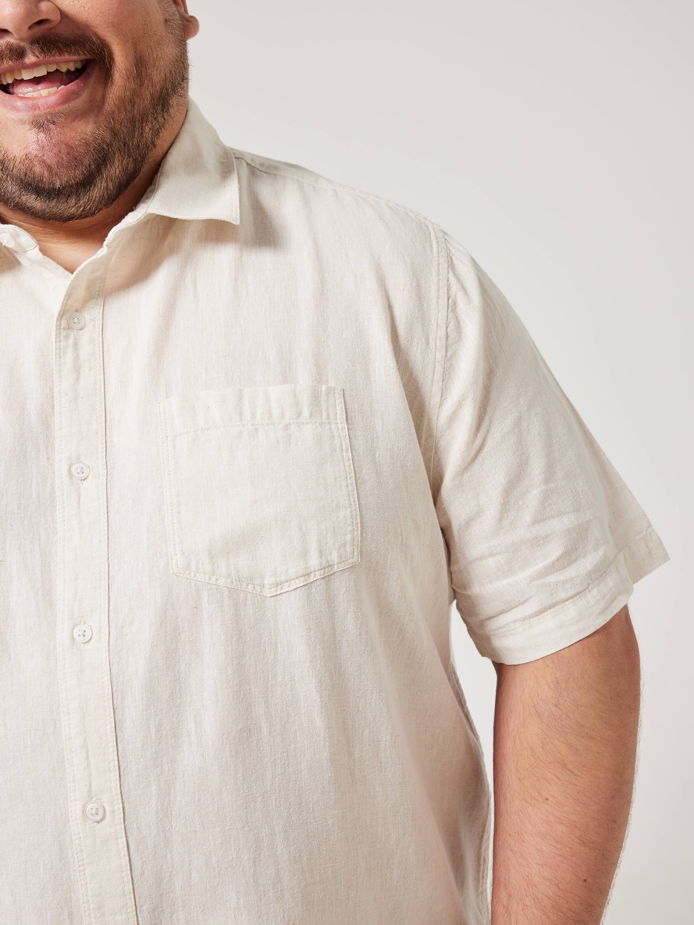Extended Linen Blend Plain Shirt