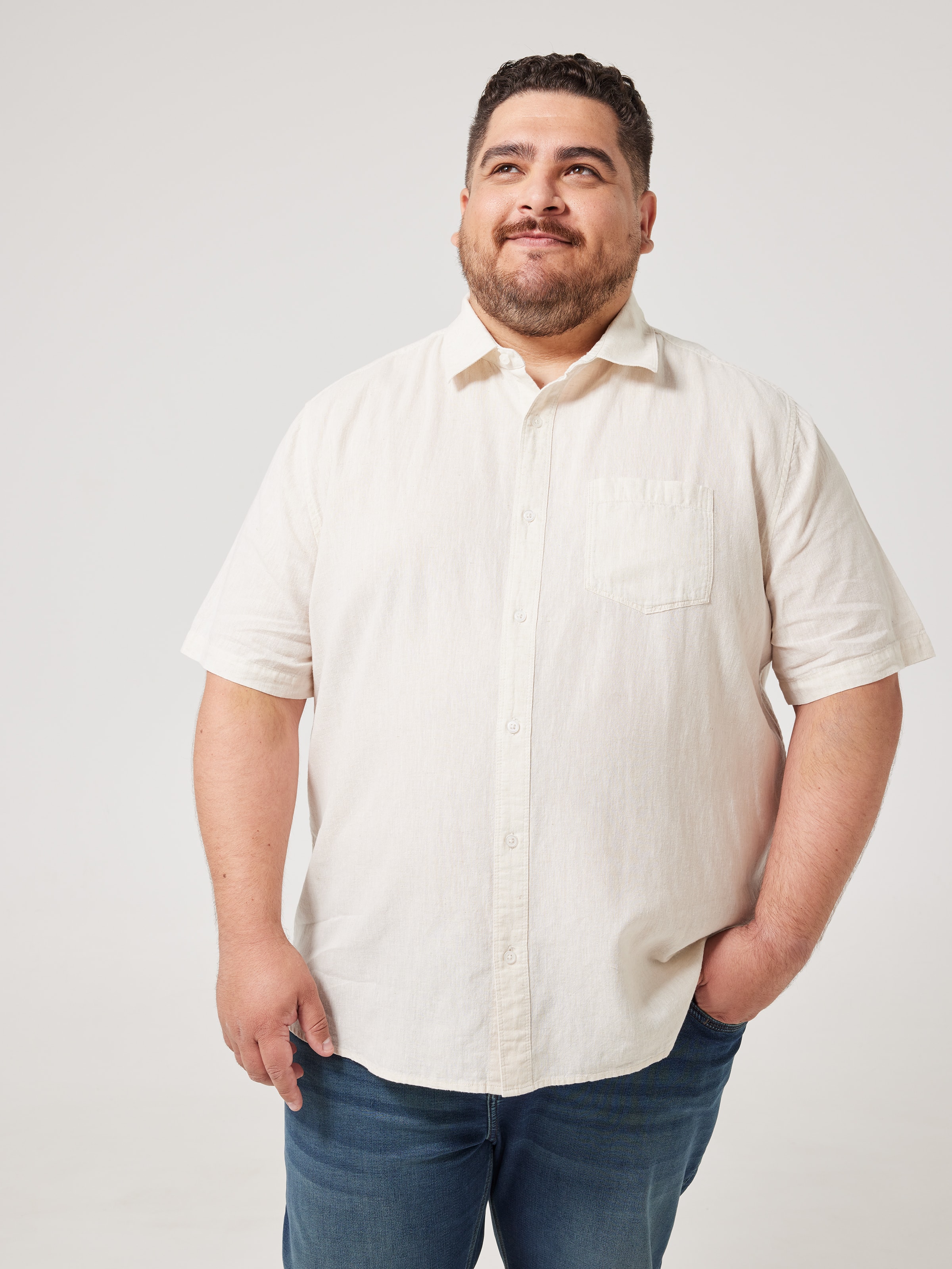Extended Linen Blend Plain Shirt