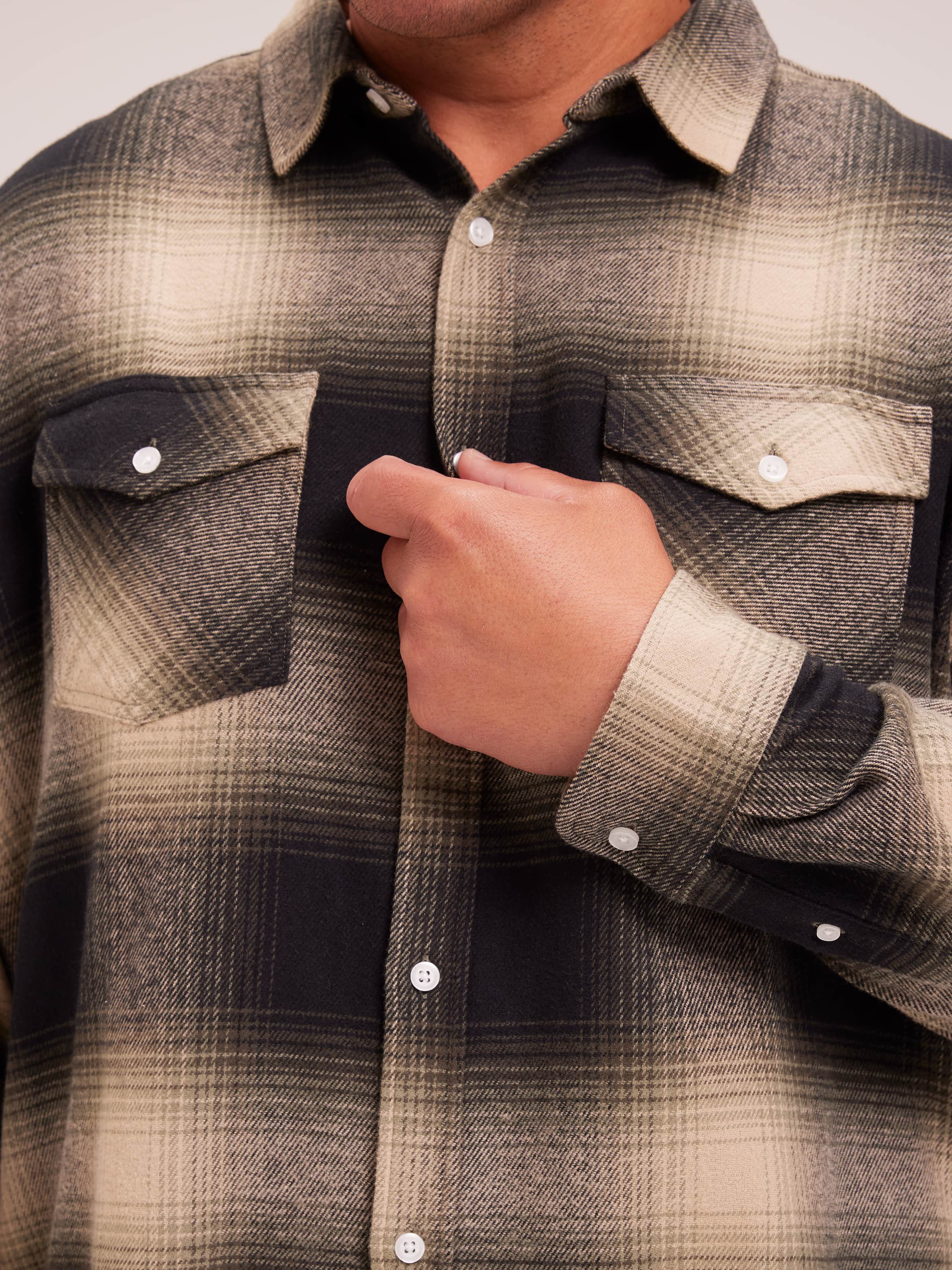 Extended Long Sleeve Overshirt Check Shirt