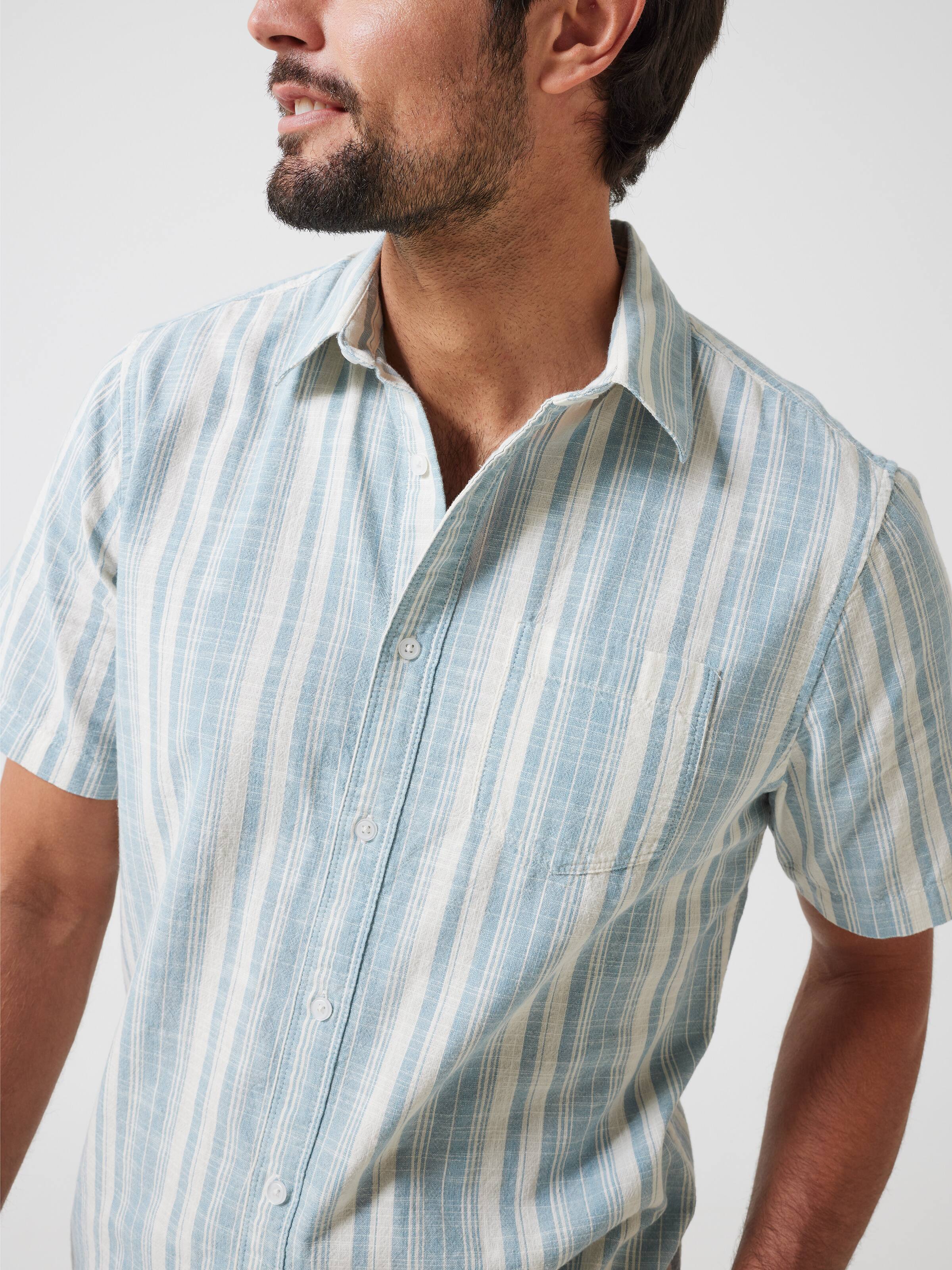 Short Sleeve Cotton Stripe Shirt