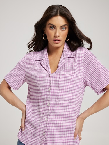 Alfie Shirt In Dominique Check Iris Orchid                                                                                      
