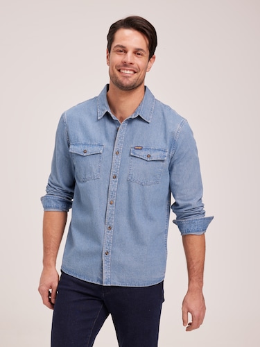 Denim Shirt In Stone                                                                                                            