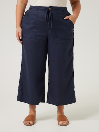 Curve Ella Linen Wide Crop Pant                                                                                                 