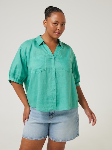 Curve Natasha Linen Shirt                                                                                                       