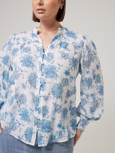 Curve Imogen Button Through Blouse                                                                                              