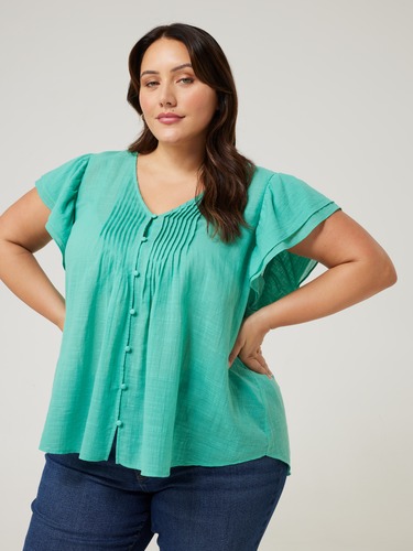 Curve Eliza Flutter Sleeve Top                                                                                                  