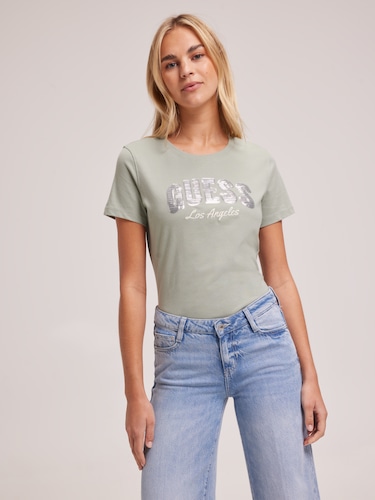 Sequins Logo Tee In Malibu Sage                                                                                                 