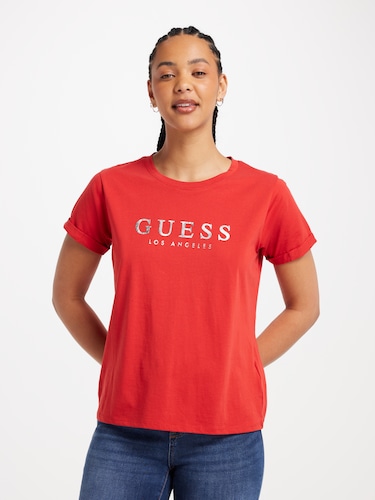 Rolled Up Tee In Hot Pepper Red                                                                                                 