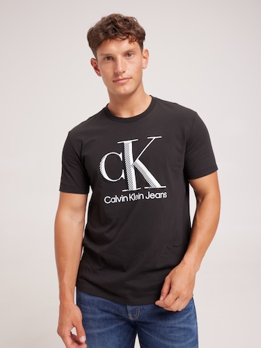 Short Sleeve Mono Crew Neck Tee In Black                                                                                        