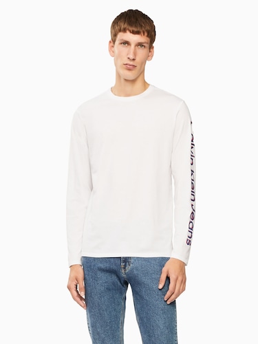 Long Sleeve Crew Tee In White                                                                                                   