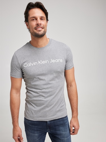 Core Institutional Logo Slim Tee In Greay Heather                                                                               