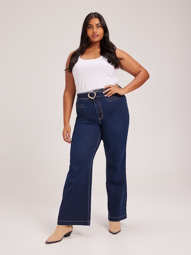 Curve Super High Rise Belted Slim Wide Jean                                                                                     